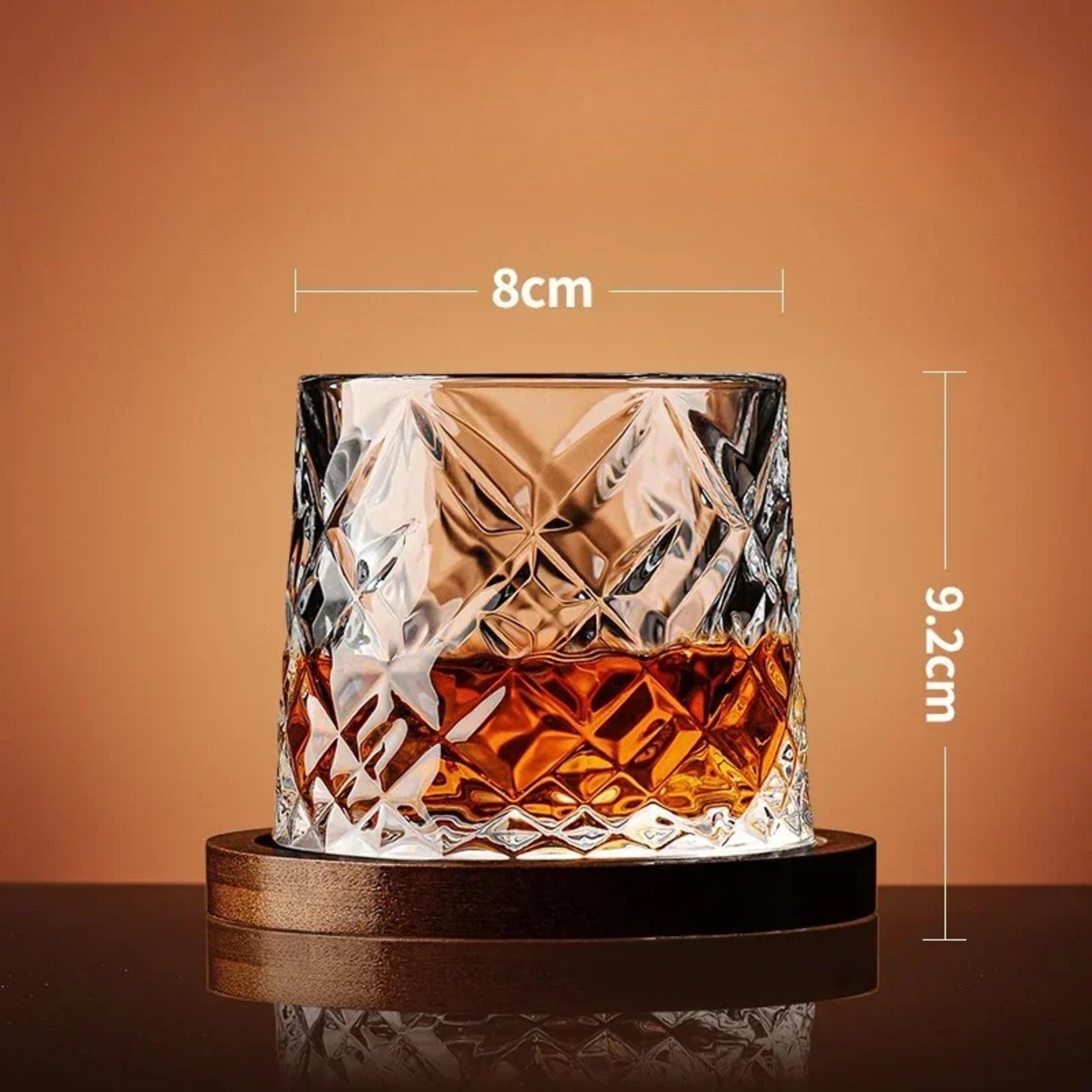 Rotating Spinning Tumbler Whiskey Glass Crystal Whiskey Glasses With Base Wine Brandy Drinkware For 5