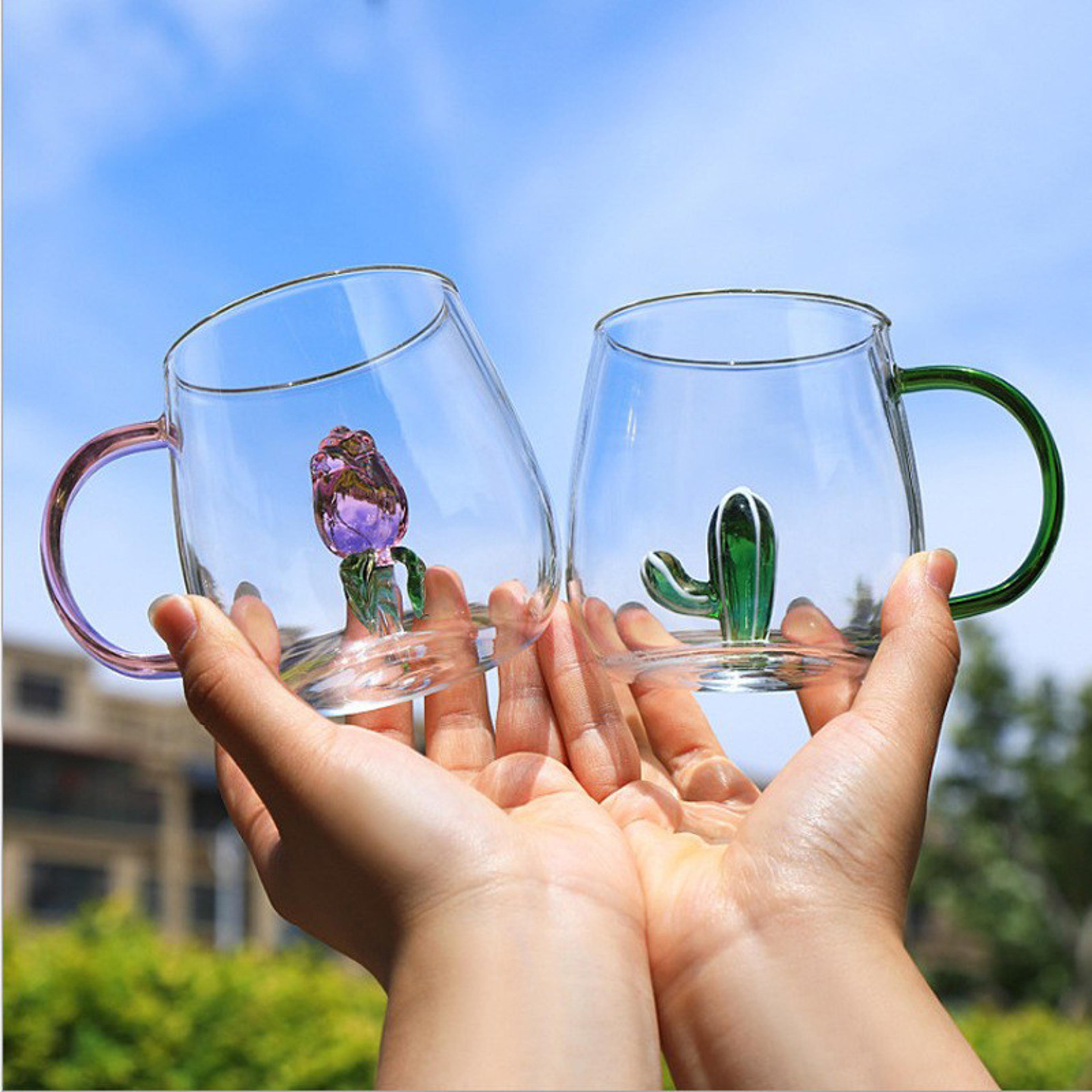 New Glass Mug Cartoon Animal Cup Champagne Breakfast Tea Tumbler 0