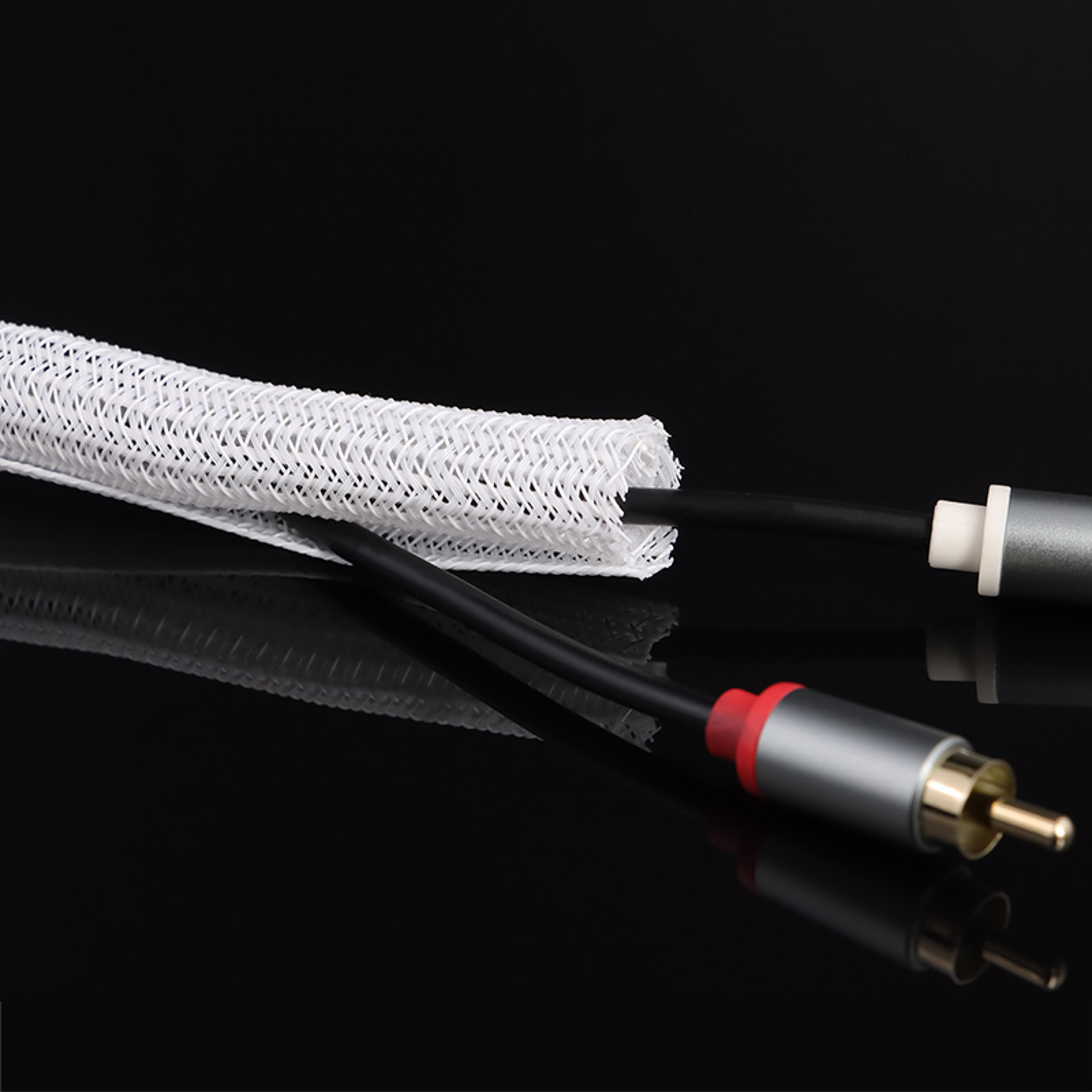 Braided Insulated White Self Closed Cable Sleeve Loom Split Wrap Wire Organizer 6