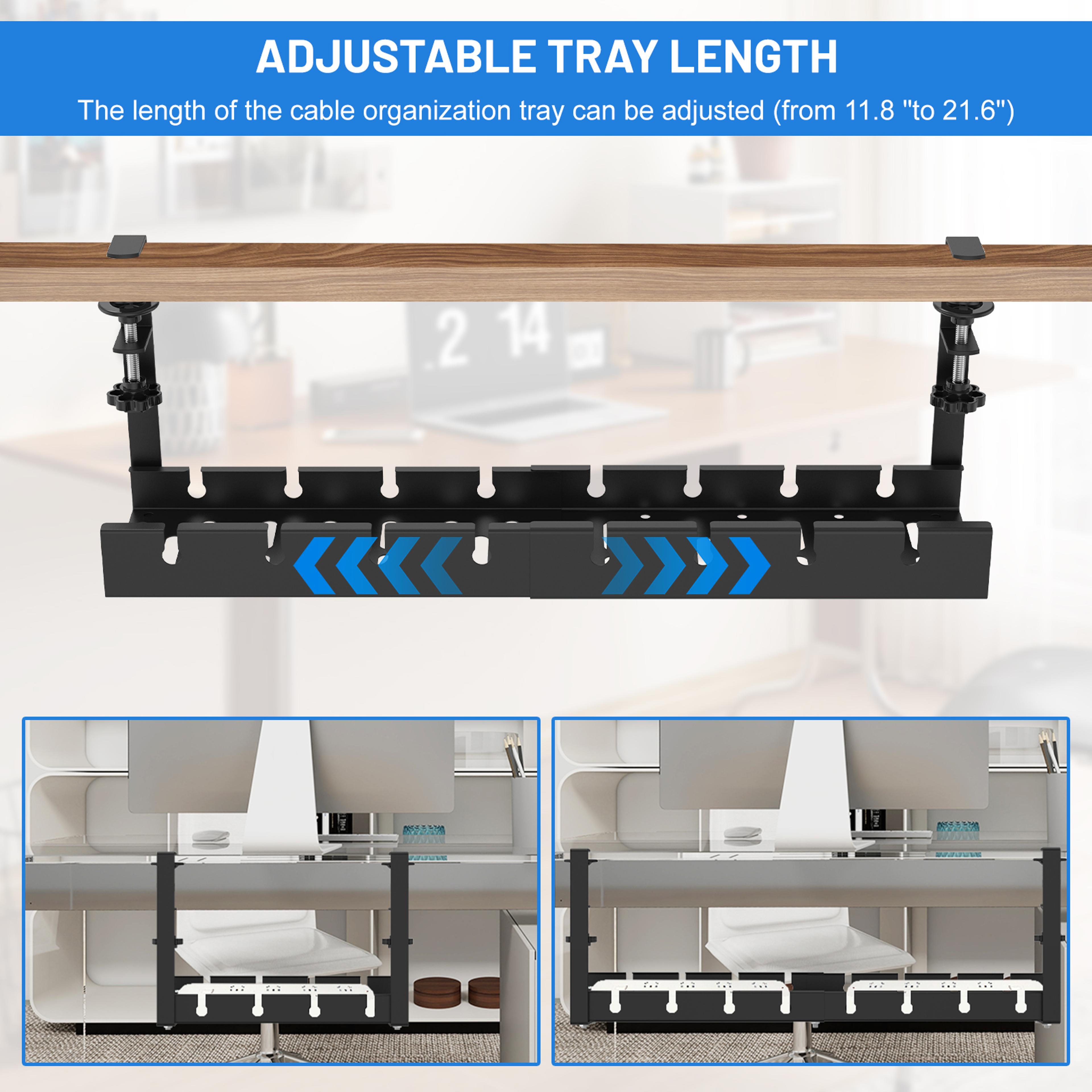 No Drilling Extendable Under Desk Cable Management Metal Tray Multipurpose Space Saving Organizer S 3