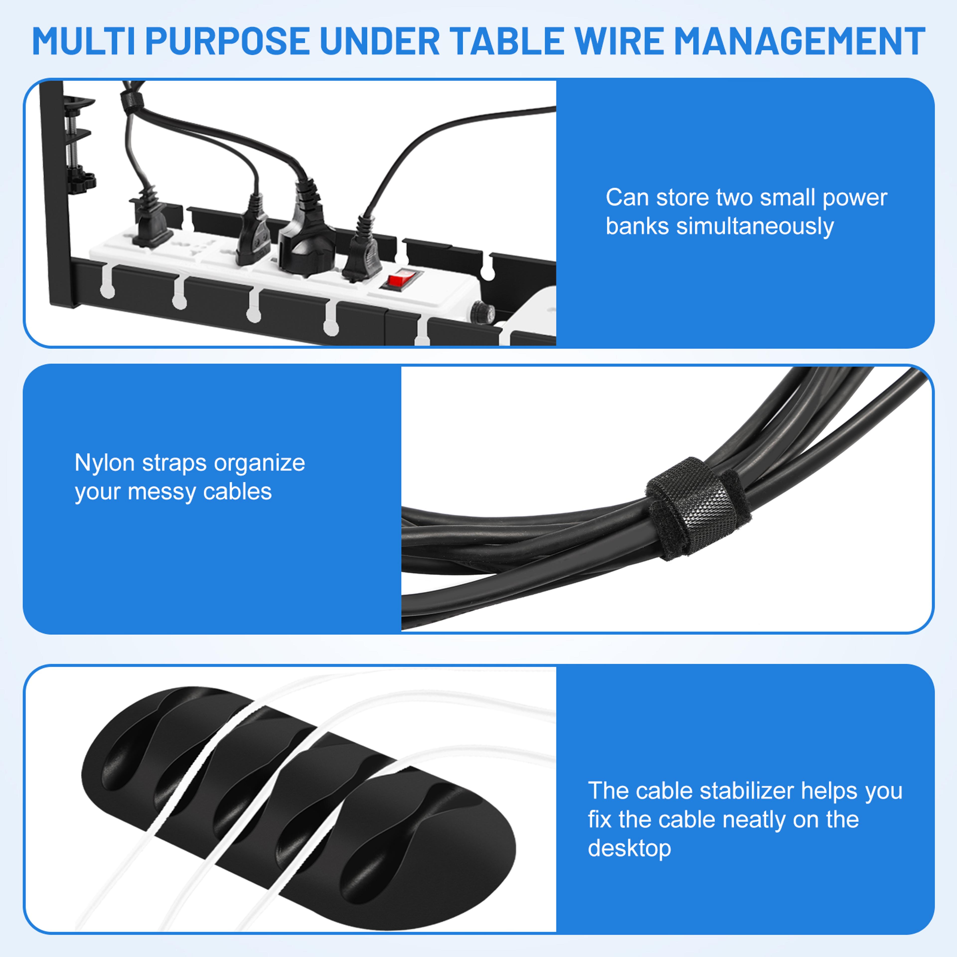 No Drilling Extendable Under Desk Cable Management Metal Tray Multipurpose Space Saving Organizer S 4
