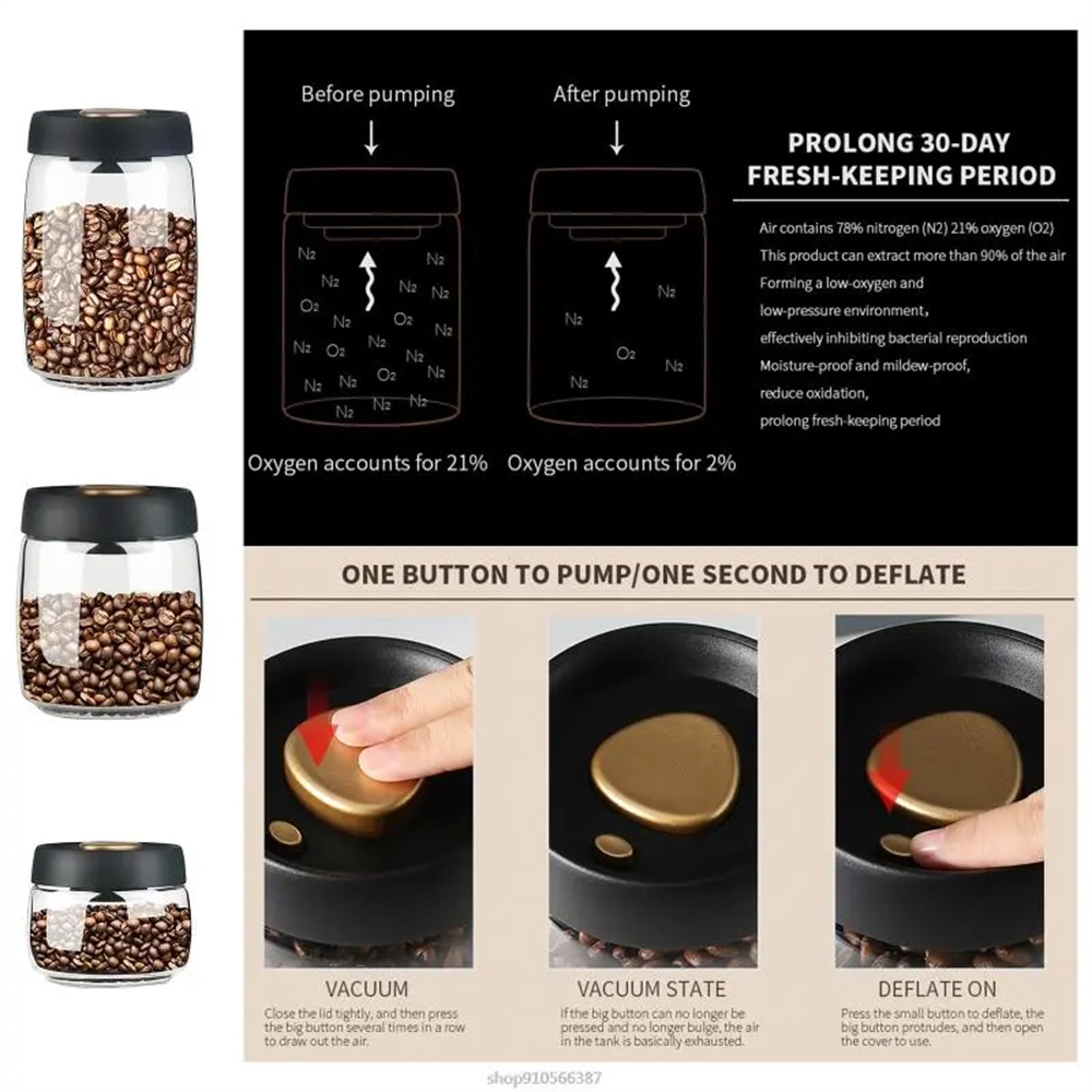 Household Glass Food Storage Tank Coffee Beans Vacuum Sealed Tank Transparent Moisture Proof Tea Co 4
