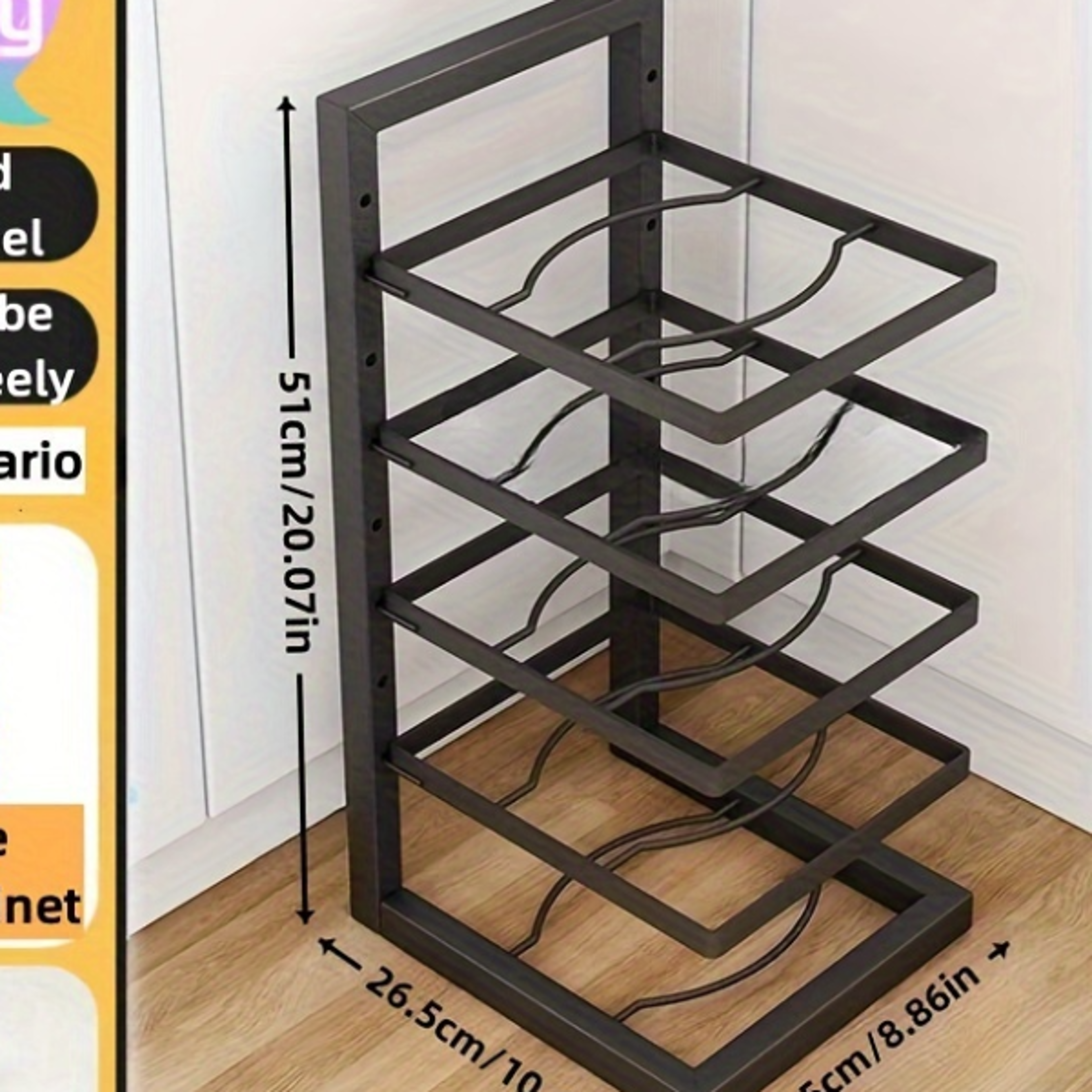 Kitchen Stainless Steel Pot Storage Rack Adjustable Pot Rack Organizer Multi Layer Household Pot a