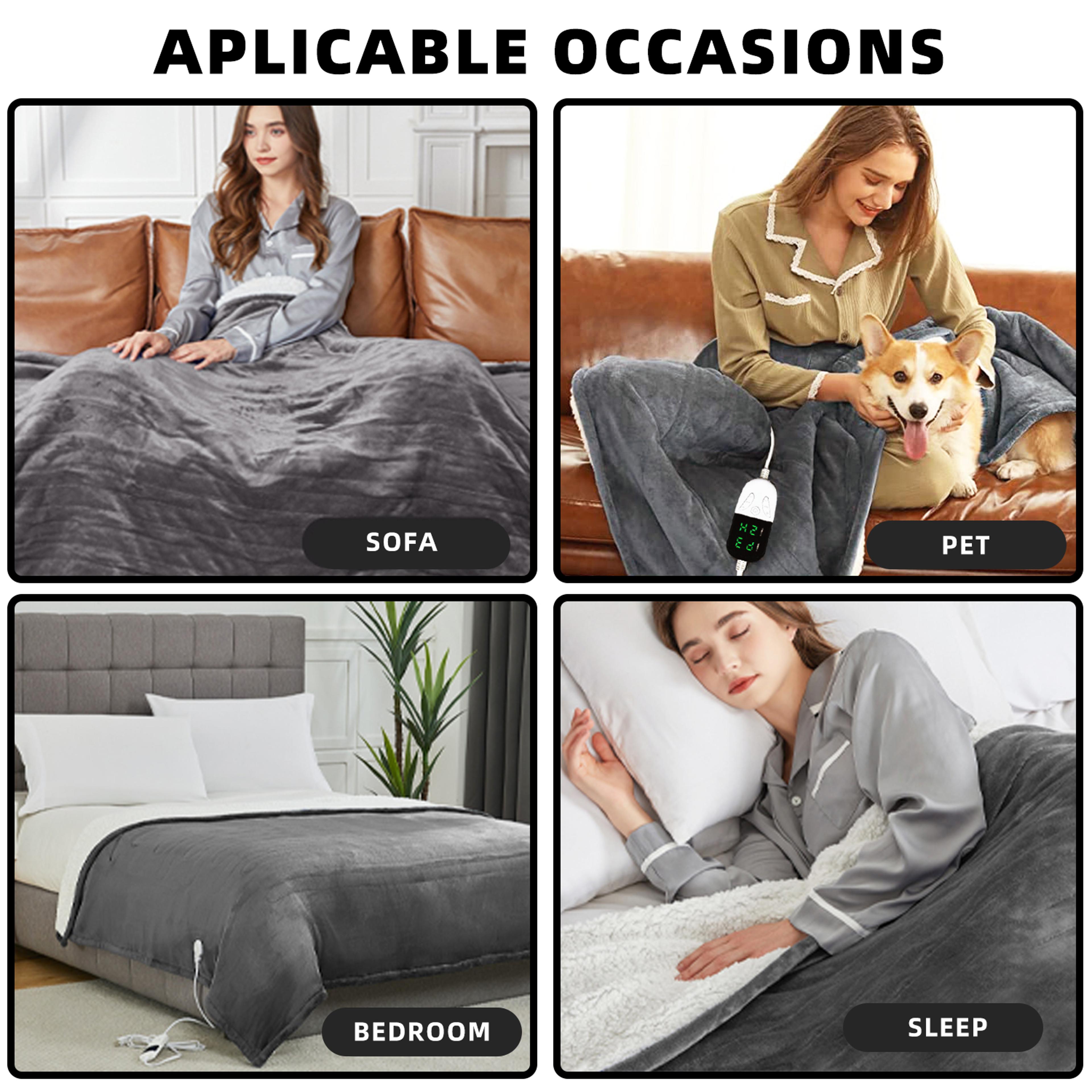 Electric Heating Blanket Soft Heated Throw Blanket Heating Levels Auto Off 4