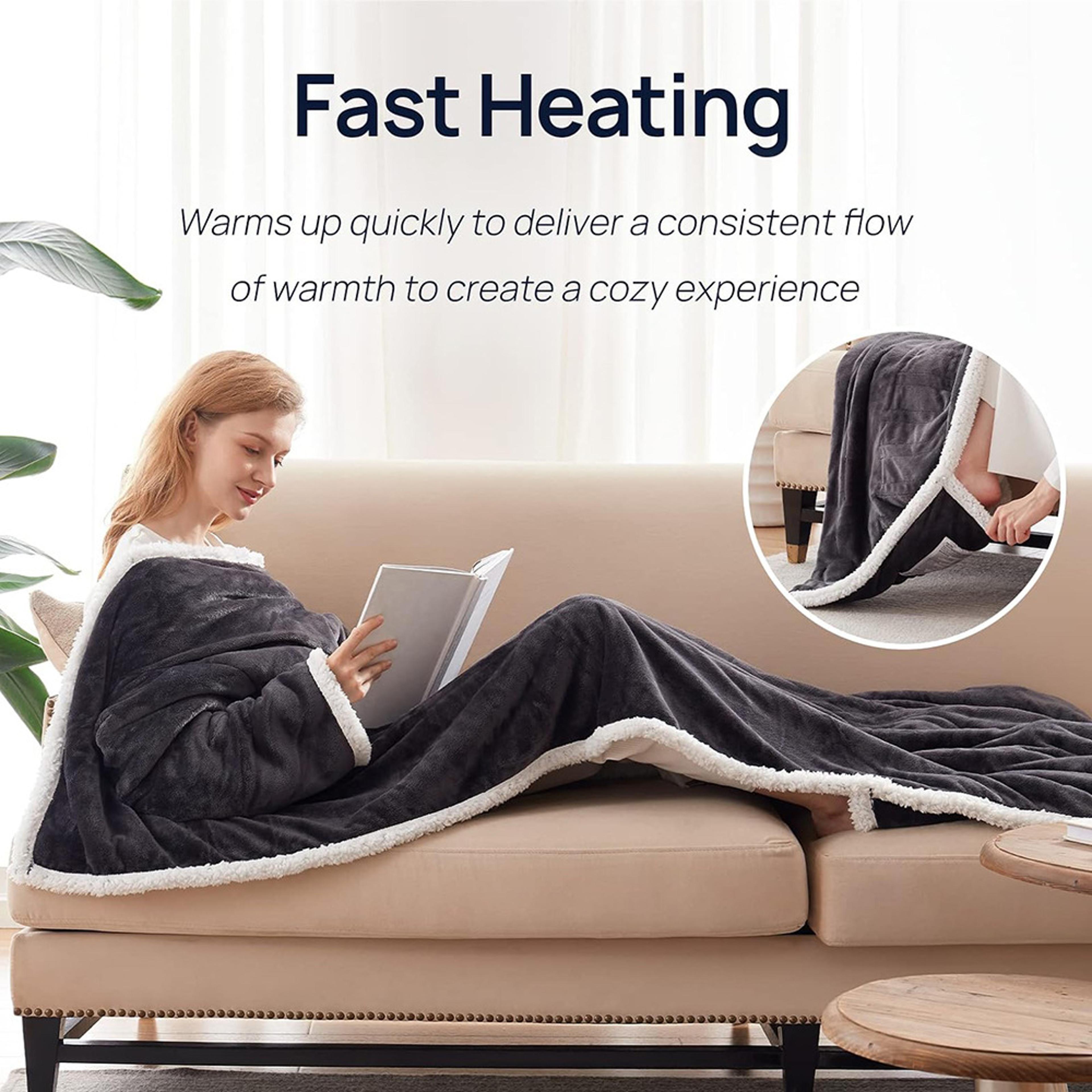 Soft Warm Cozy Throw Blanket Reversible Flannel TV Blanket Plush Fabric With Front Pocket For Sofa  1