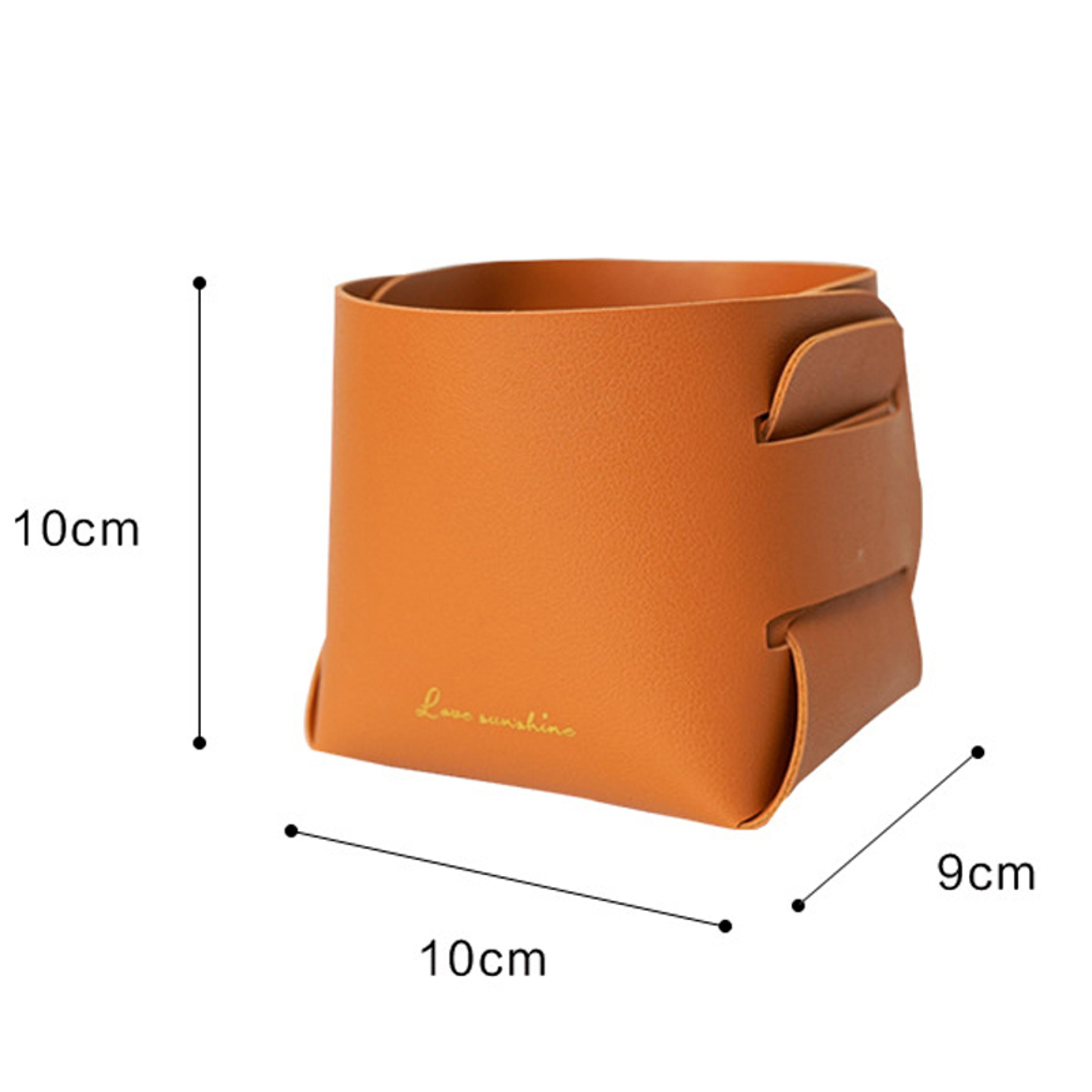 Nordic PU Storage Tray Folding Desktop Leather Storage Box Sundry Basket Porch Key Control Pen Hold 4