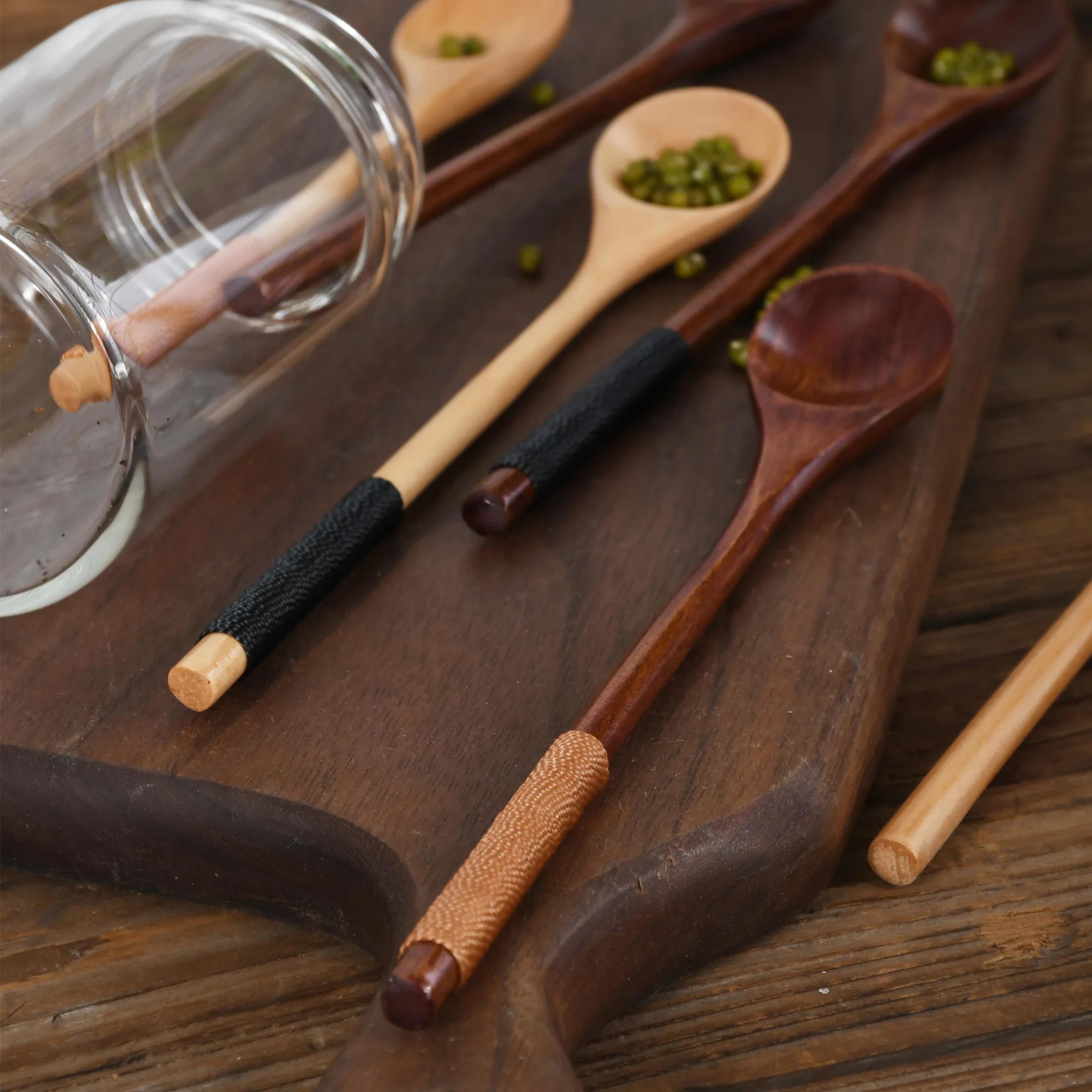 Small Teaspoon Set Wooden Tea Spoon Long Coffee Spoons Wood Honey Dessert Spoon Coffee Drink Stirre 3
