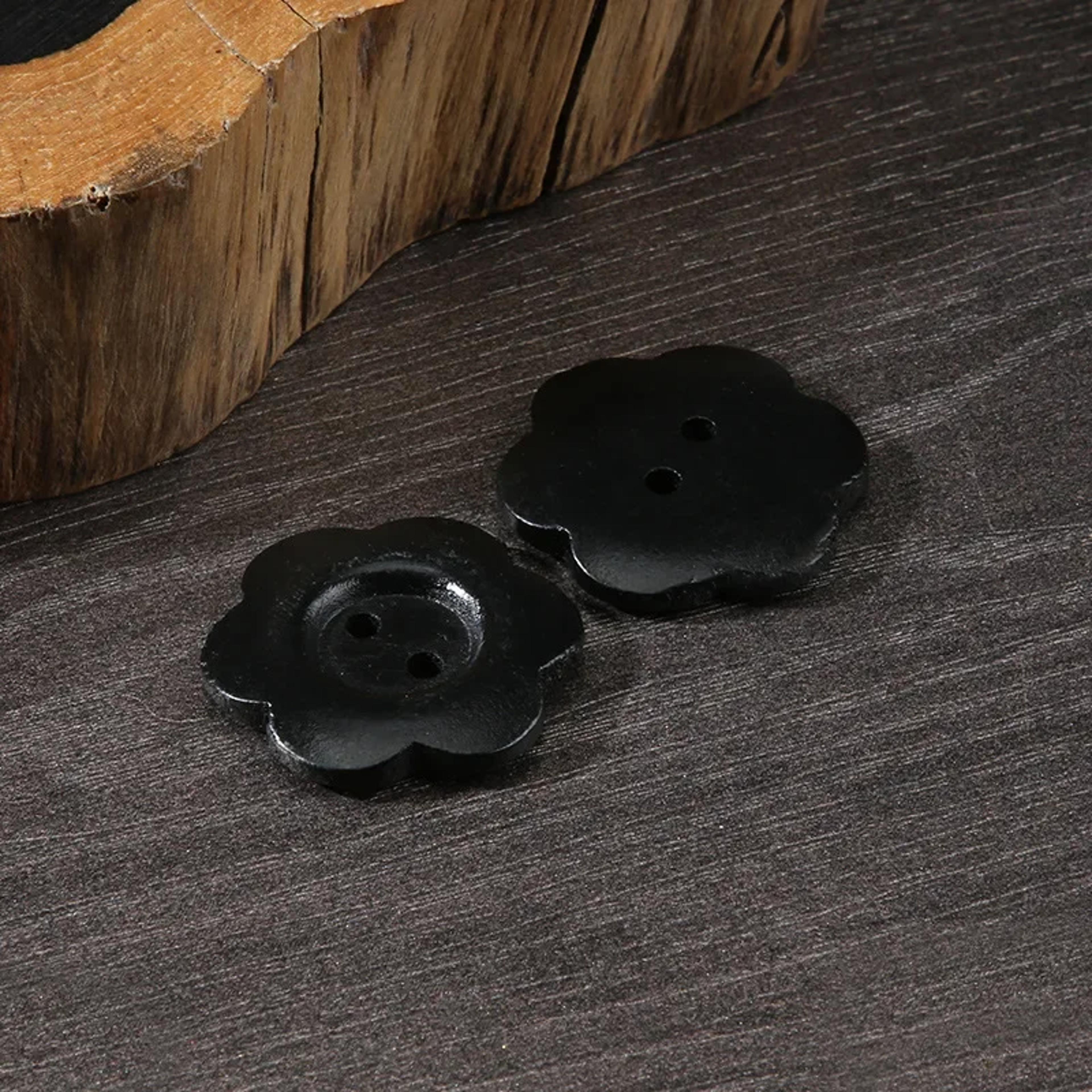Wooden Flower Buttons Hole FlatBack Buttons For Womens Sweaters Overcoats Apparel Accessories 4