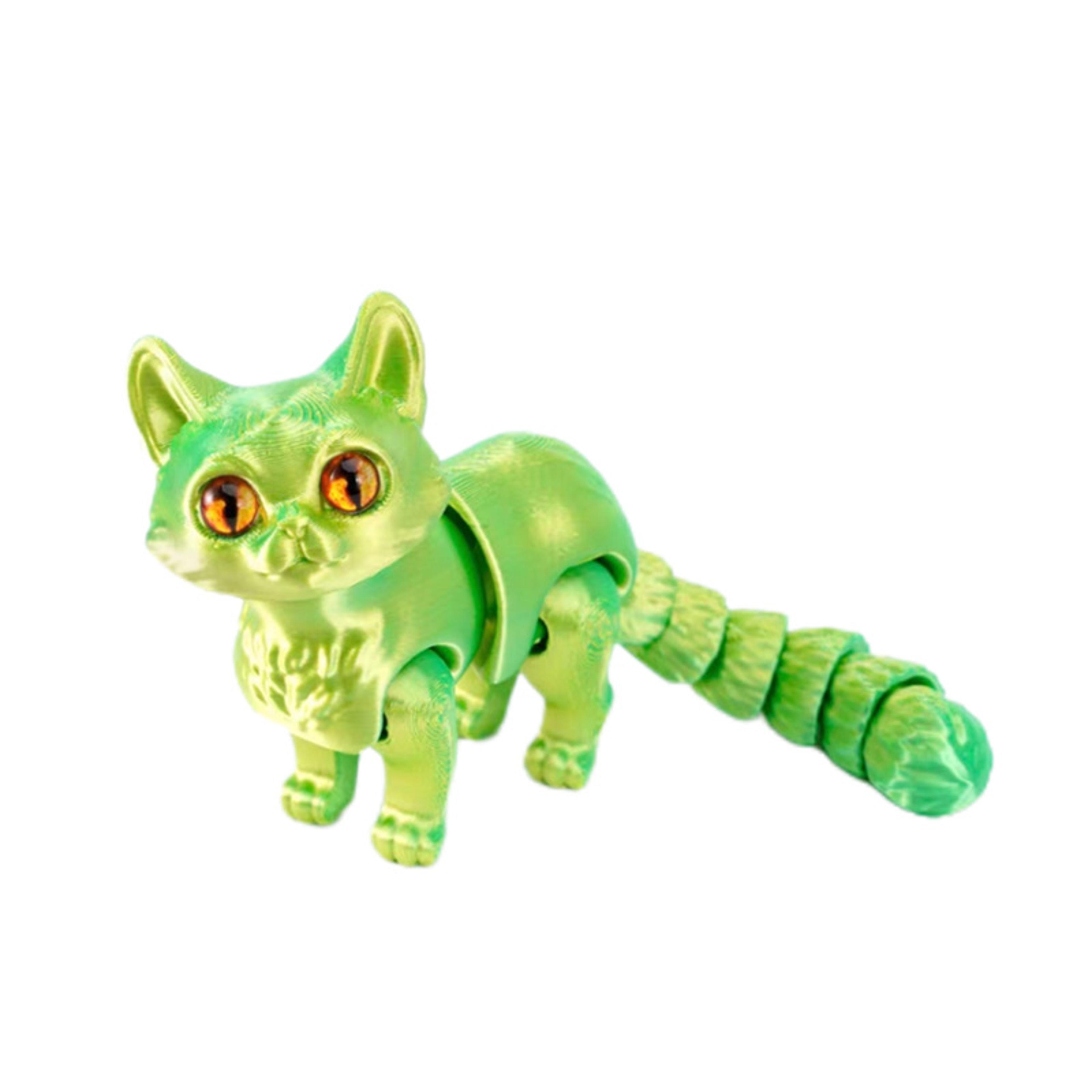 Movable Joint Gradient 3D Printed Cats Desktop Noctilucent Ornament Toy For Kids With Random Color  11