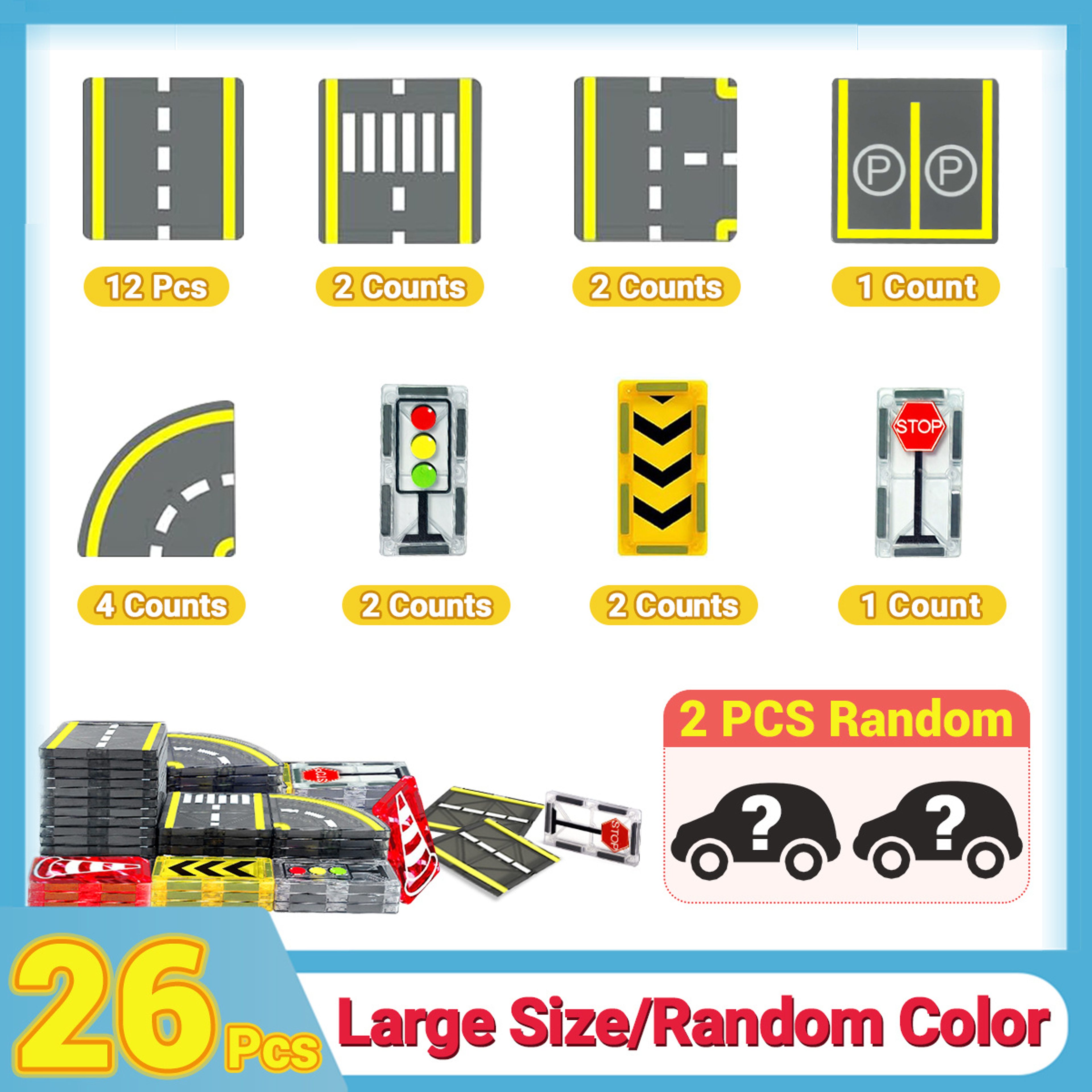 Magnetic Block Creativity And Educational Construction Toys For Kids Magnetic Road Magnet Crane Car 6