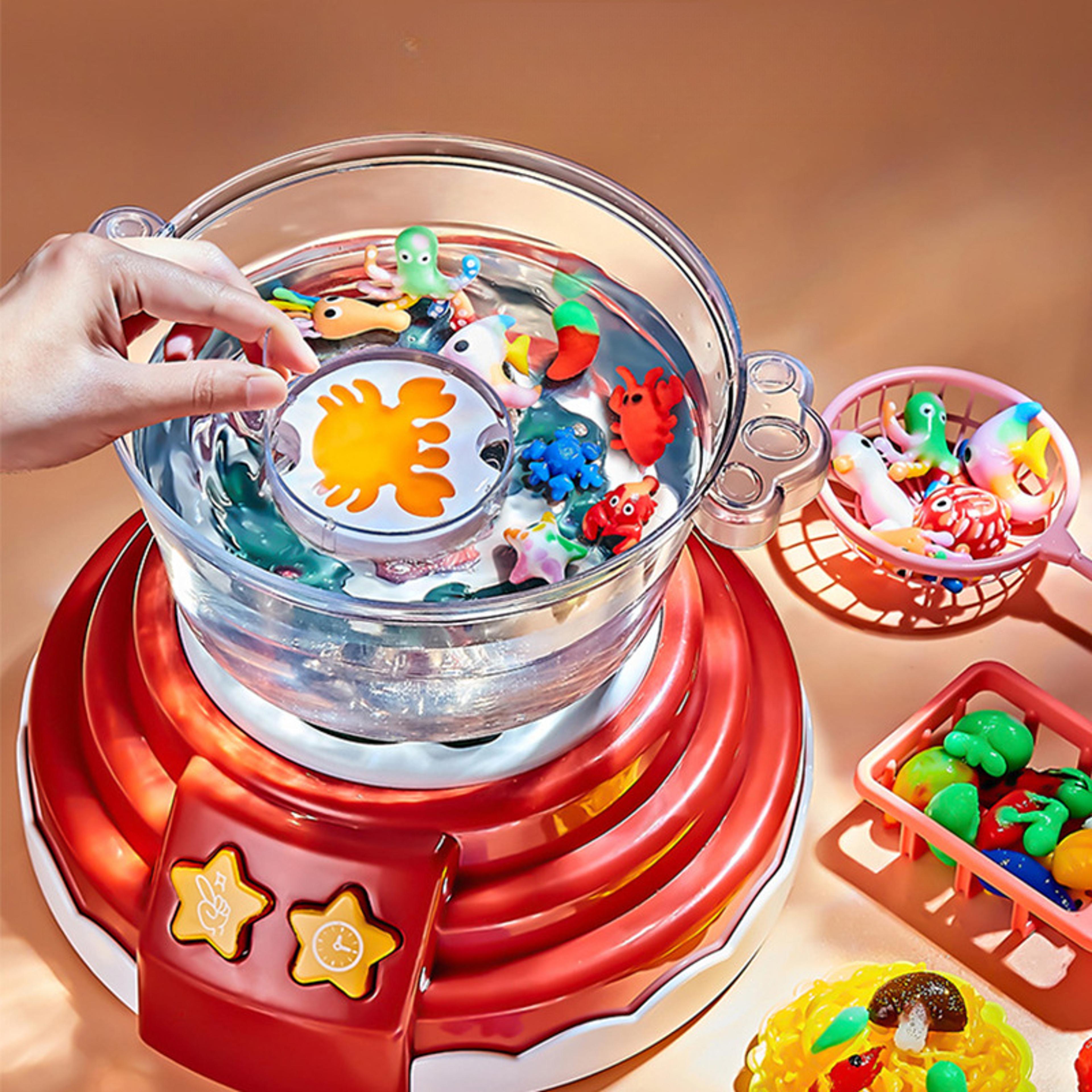 DIY Hot Pot Cooking Toys Kitchen Playset Pretend Hot Pot Machine Toys Educational Bubble Sound Ligh 3