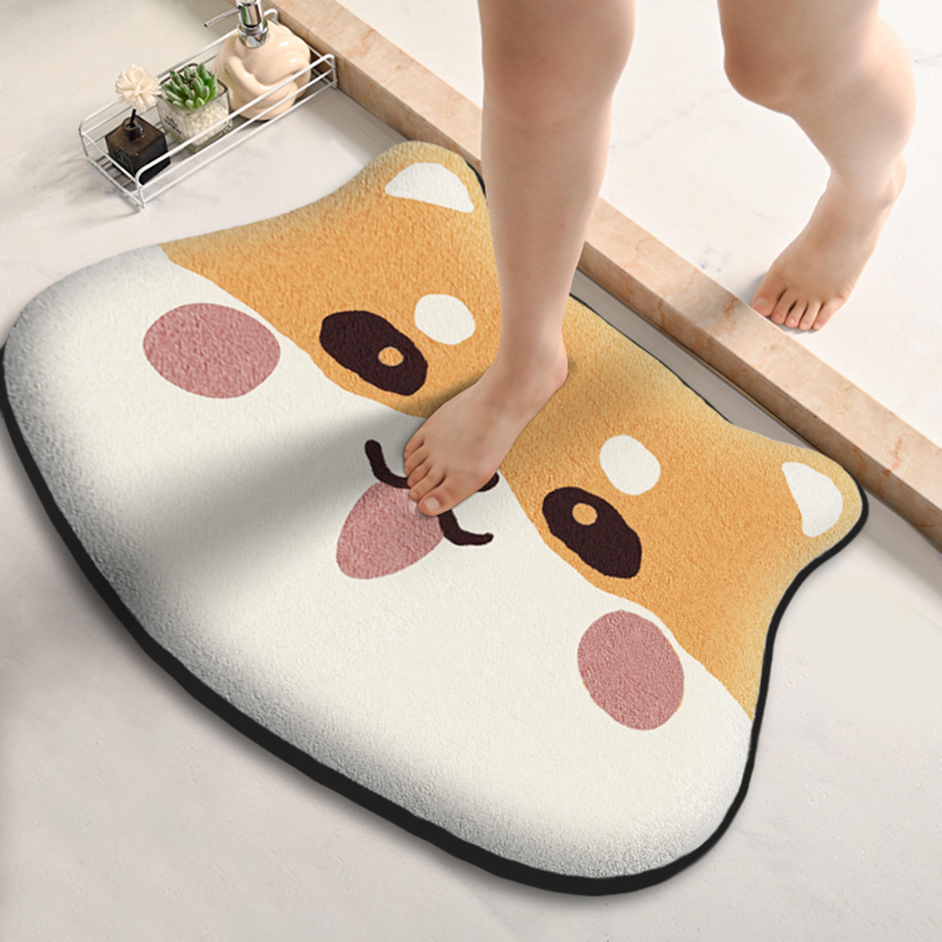 Antislip Cartoon Shaped Foot Mat For Bathroom Absorbent Shower Room Floor Flannel Printed Entrance  1