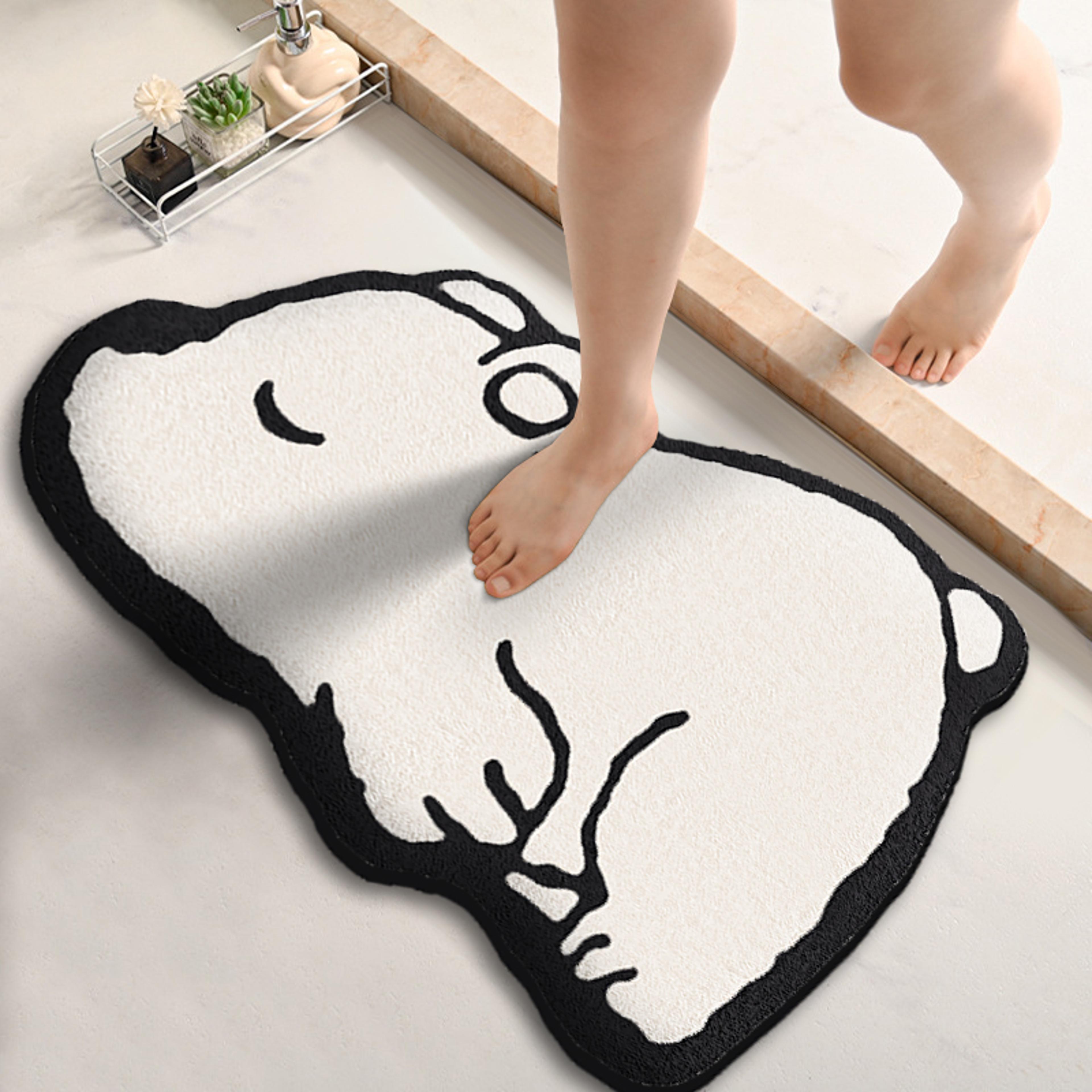 Antislip Cartoon Shaped Foot Mat For Bathroom Absorbent Shower Room Floor Flannel Printed Entrance  7
