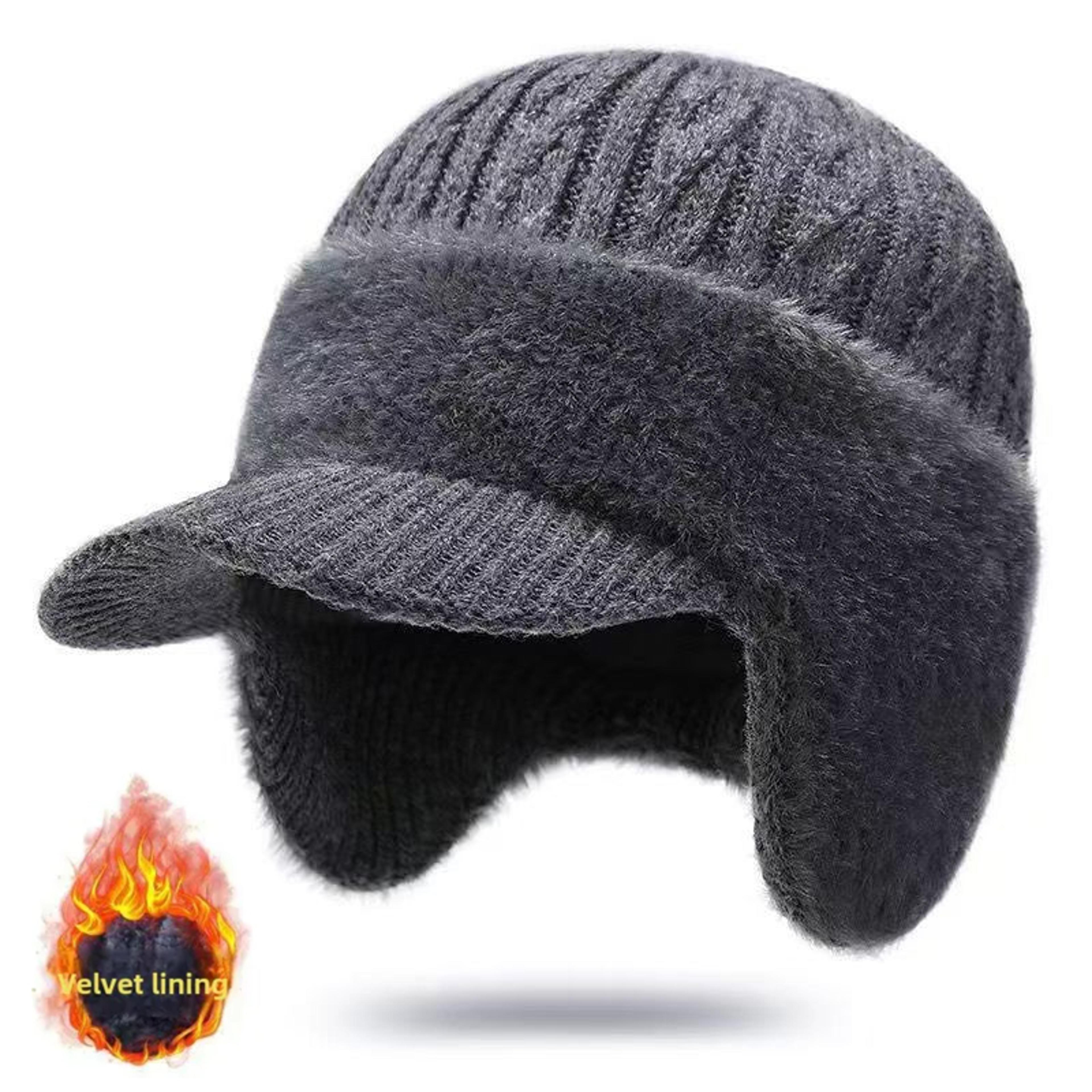 new stylish unisex winter hat plush fur lined beanie thick warm earflap cap outdoor ski sports