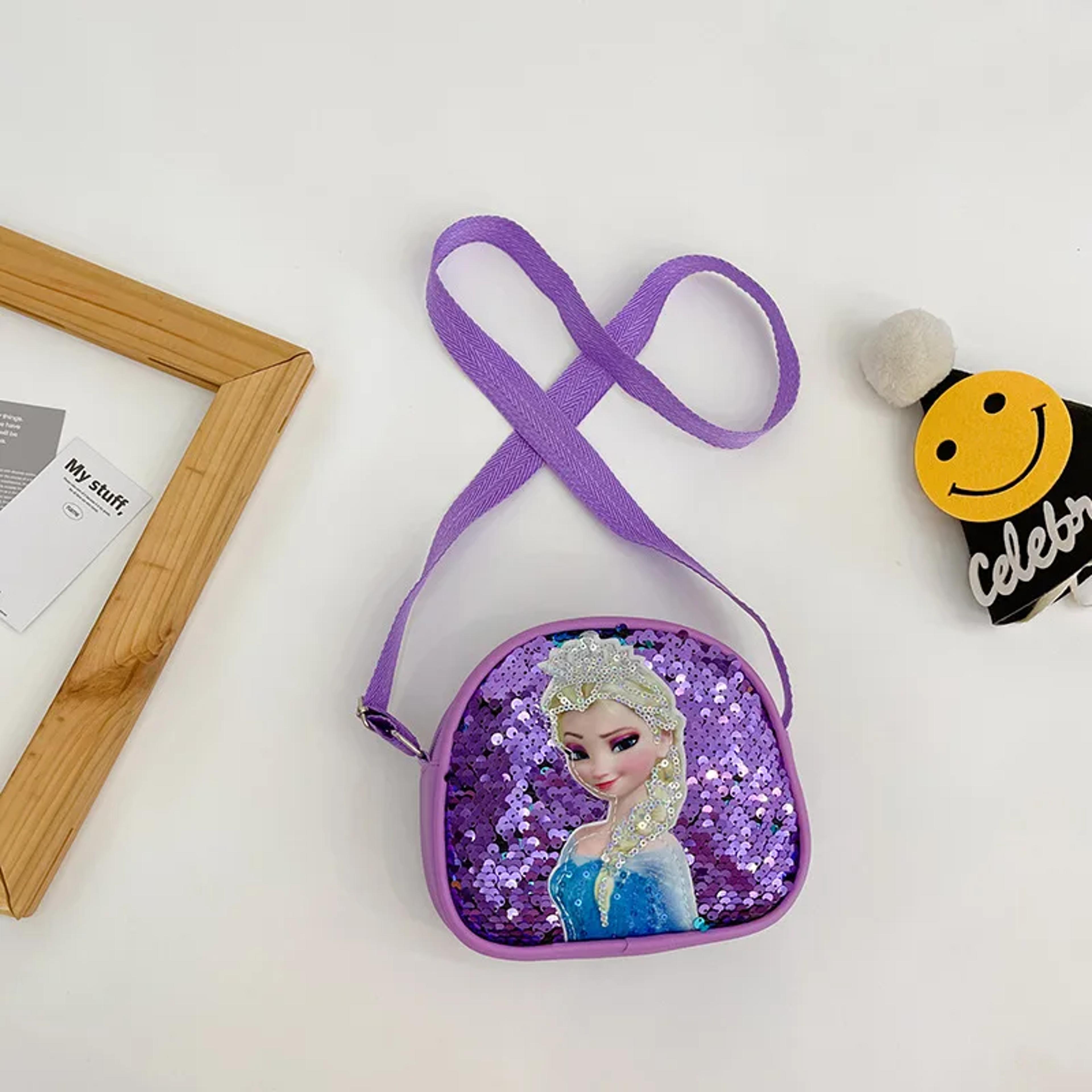 Disney Frozen Elsa Princess Crossbody Bag Girls Handbags Sequins PU Leather Multifunctional Bag Bir 10