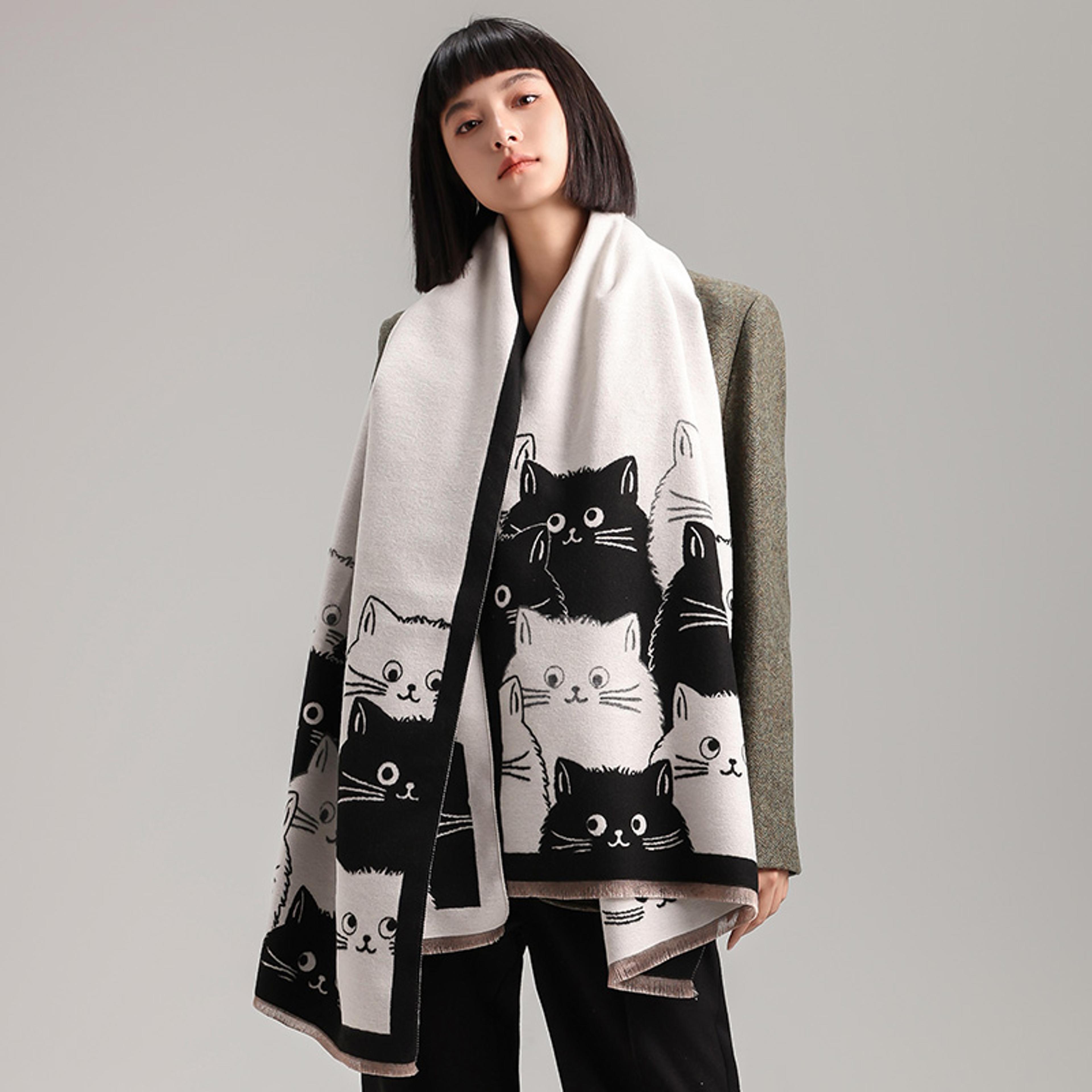 Cute Cat Cashmere Scarf Winter Warm Shawl New Fashion Brand Coldproof Windproof Blanket Scarf For W 1