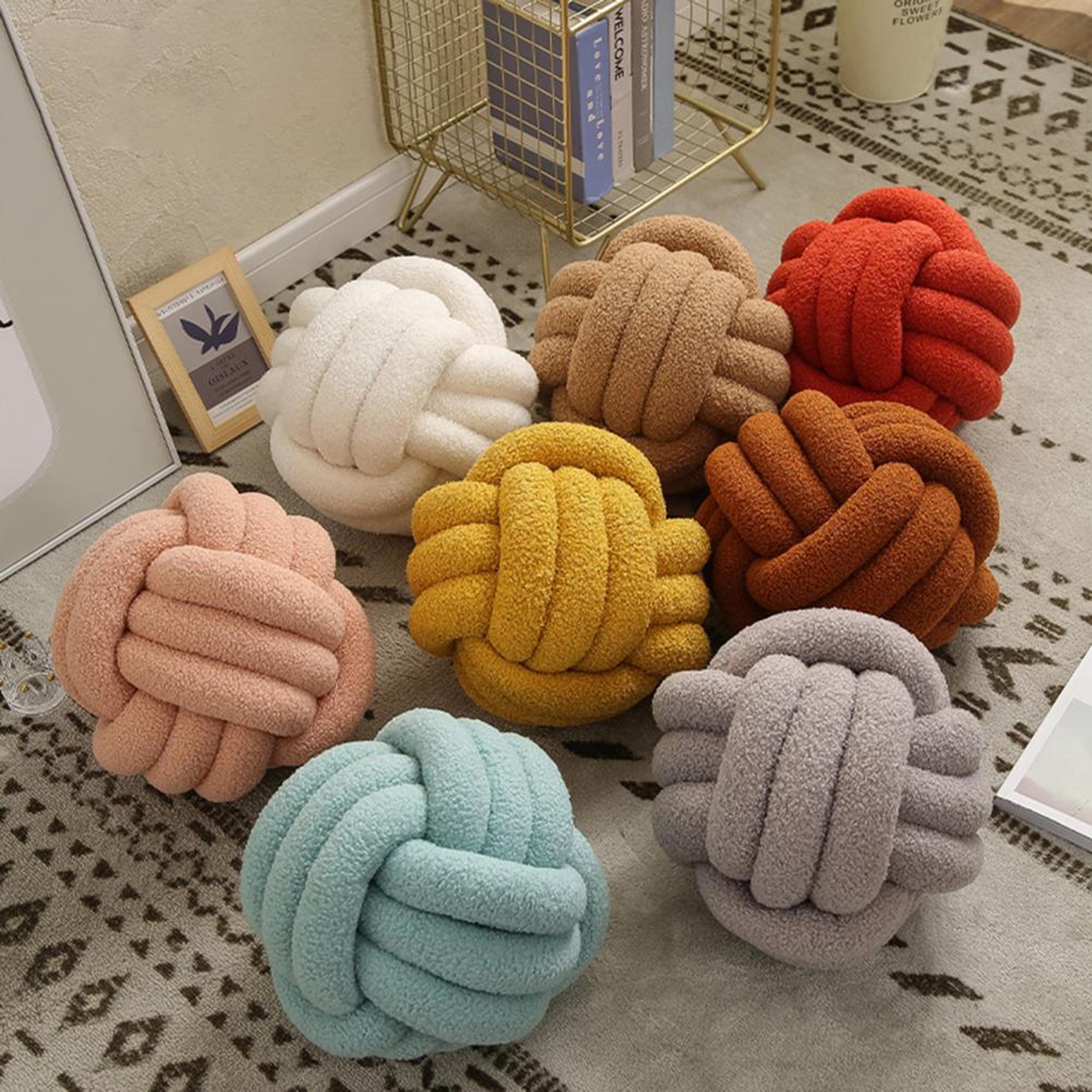 Handwoven Knotted Ball Plush Pillow Indeformable Ecofriendly Throw Pillow Back Support 4