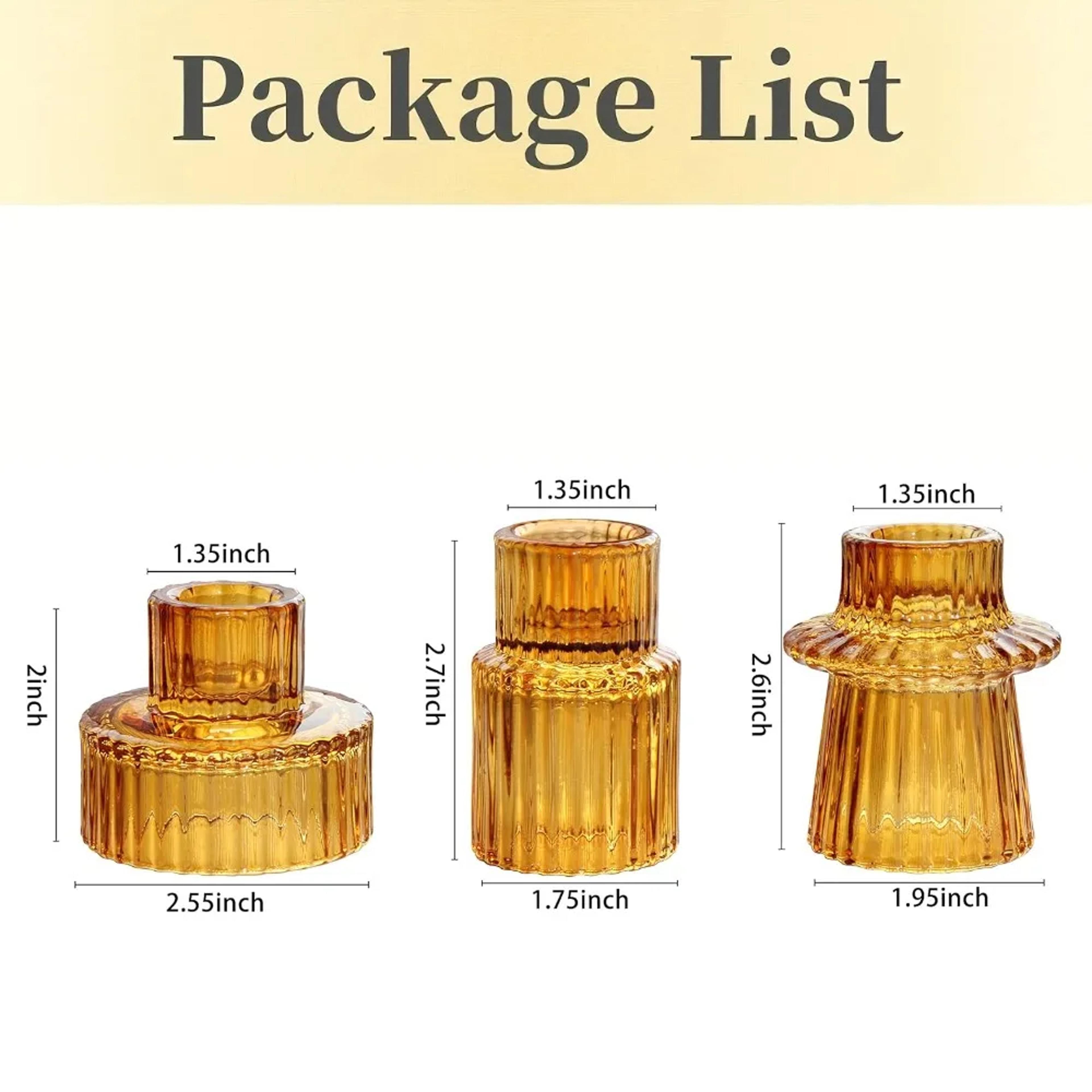Short Small Glass Taper Candle Holder Set Ribbed Votive Candlestick Holder For Wedding Decor Table  8