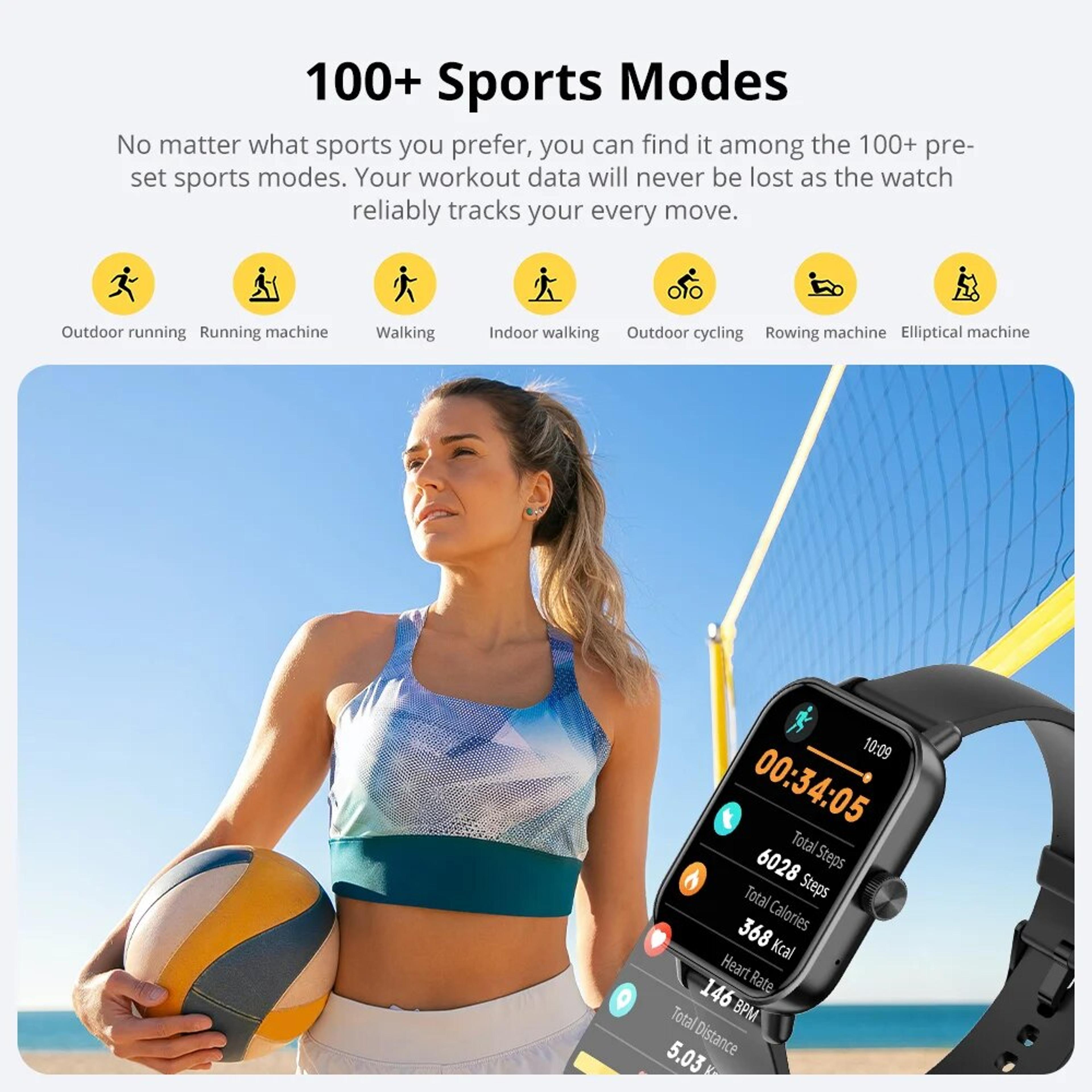 Smart Watch Ultra HD Screen Voice Calling Health Monitor Sports Modes Watch Faces Smartwatch 4