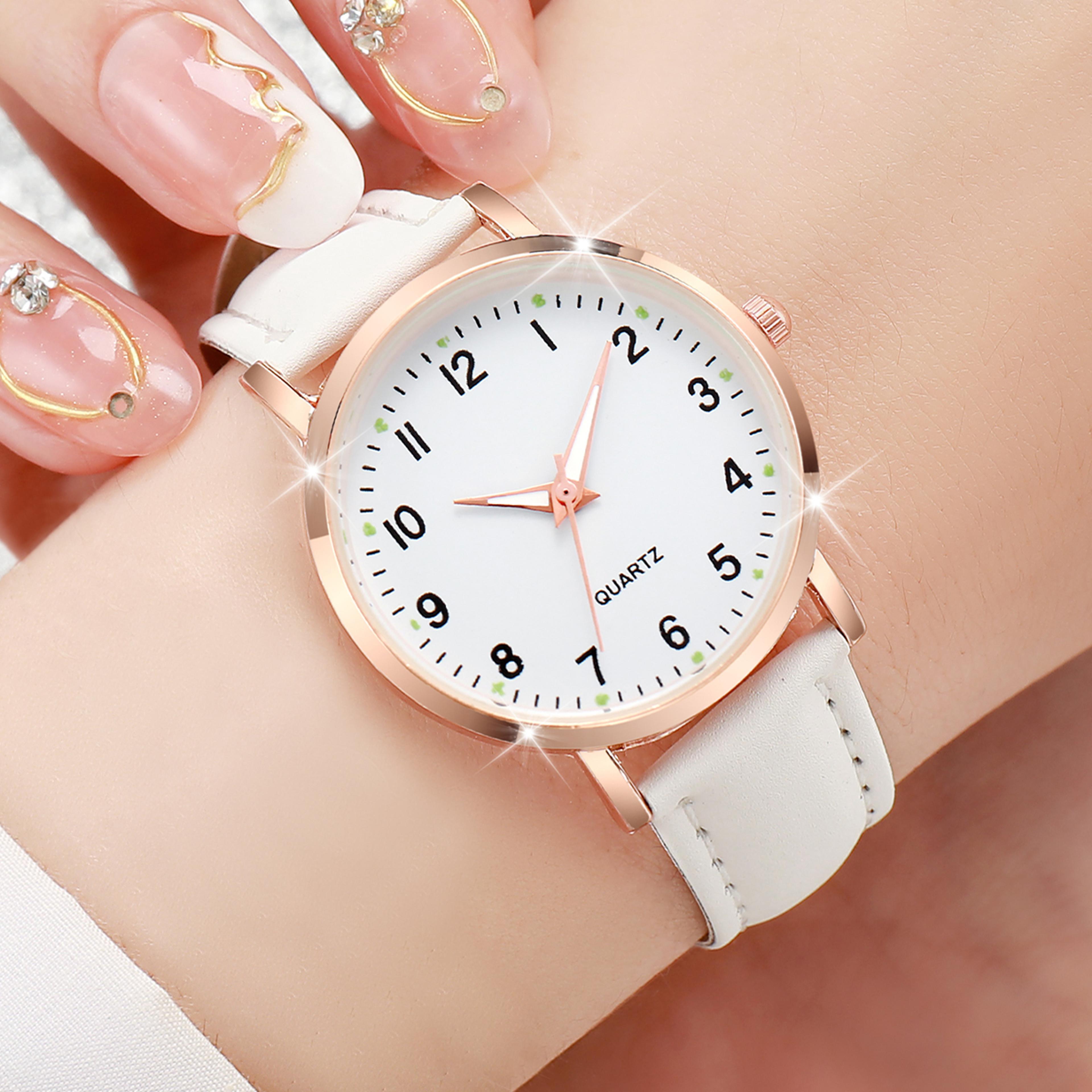 Ladies Fashion Watches Arabic Dial Leather Band Quartz Watch Girls Casual Gift Clock 1