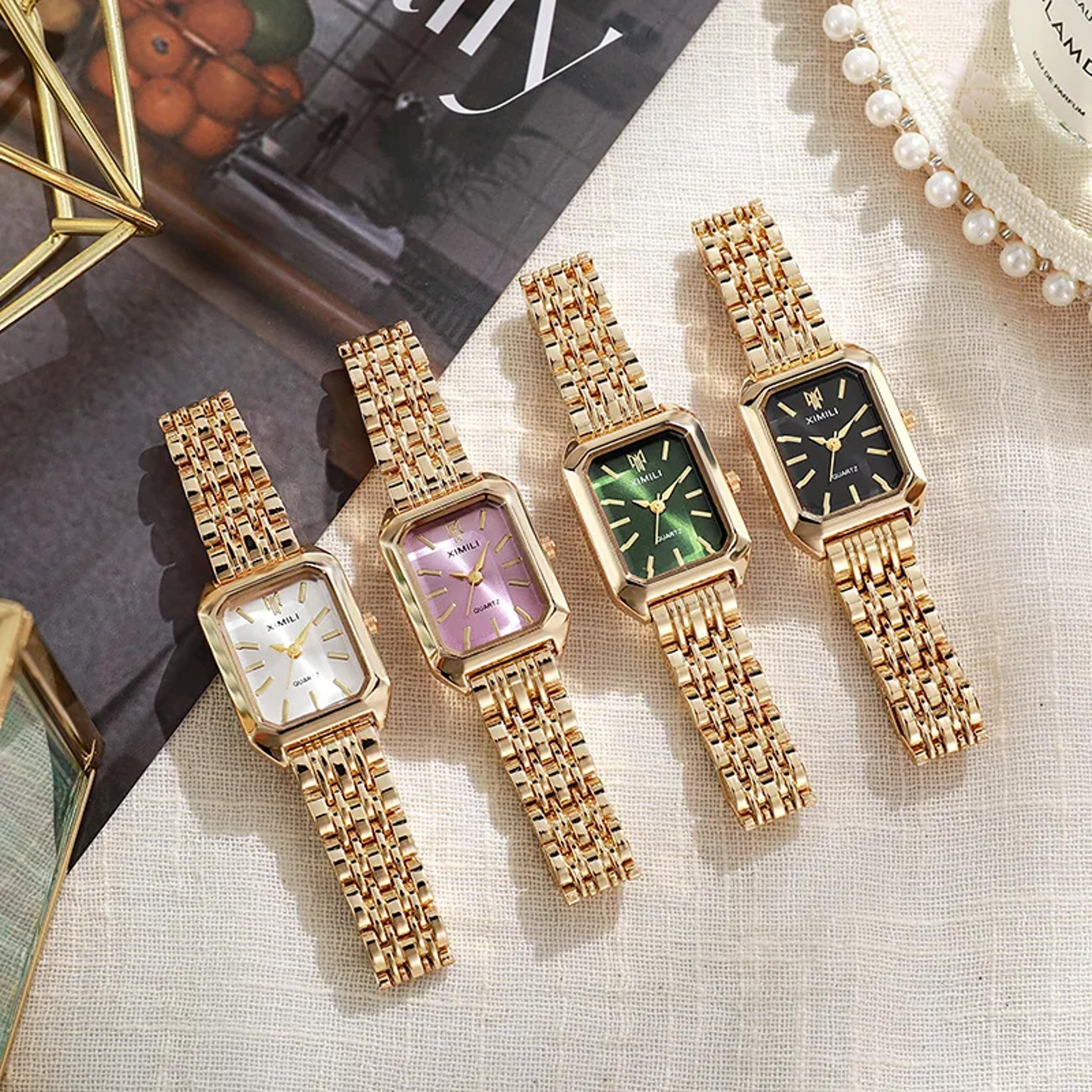 hot stainless steel strap watch for women, luxury quartz wristwatch, student fashion square watch
