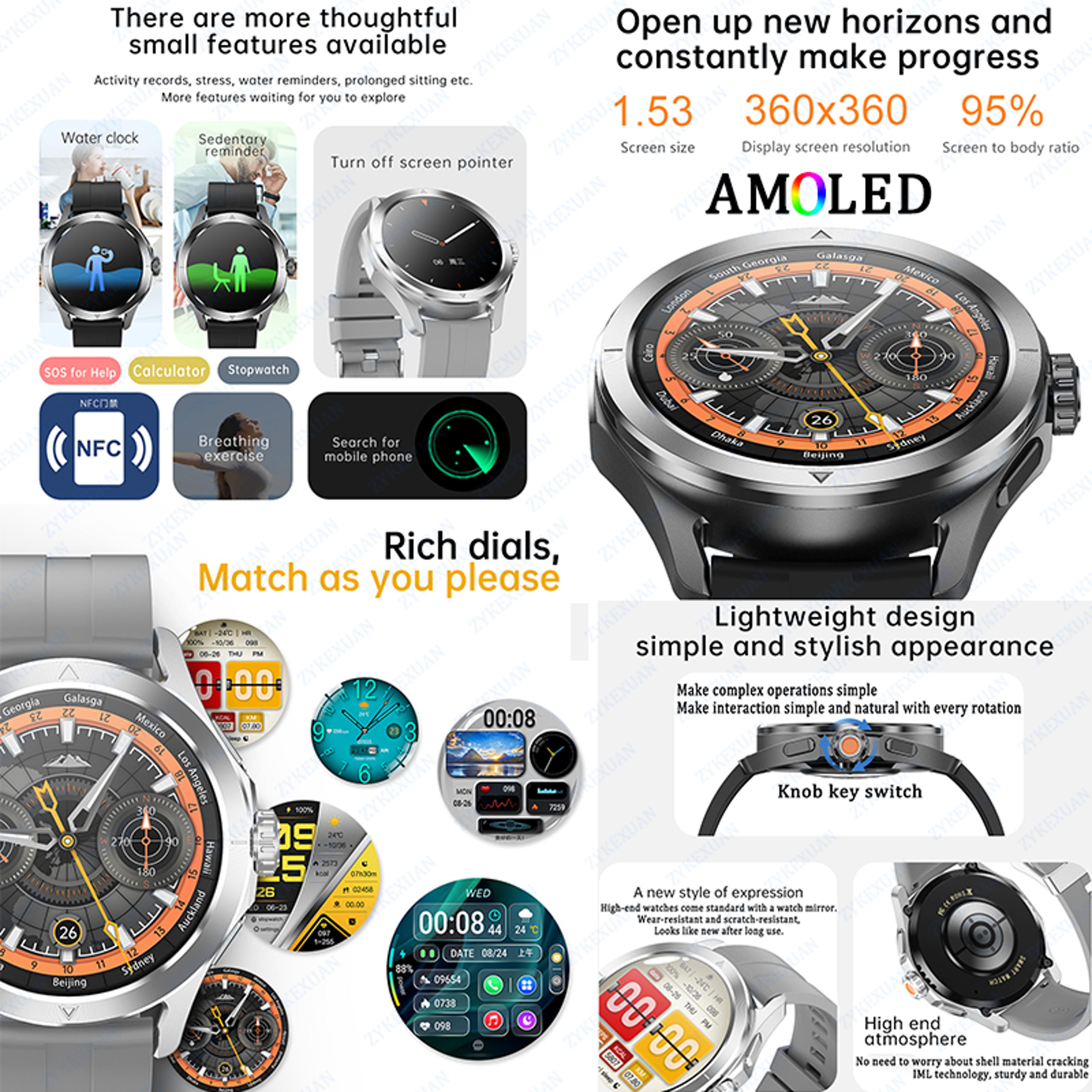 New Ultra GPS Smart Watch Men Outdoor Sports AMOLED Display NFC Heart Rate IP68 Waterproof Bluetoot 4