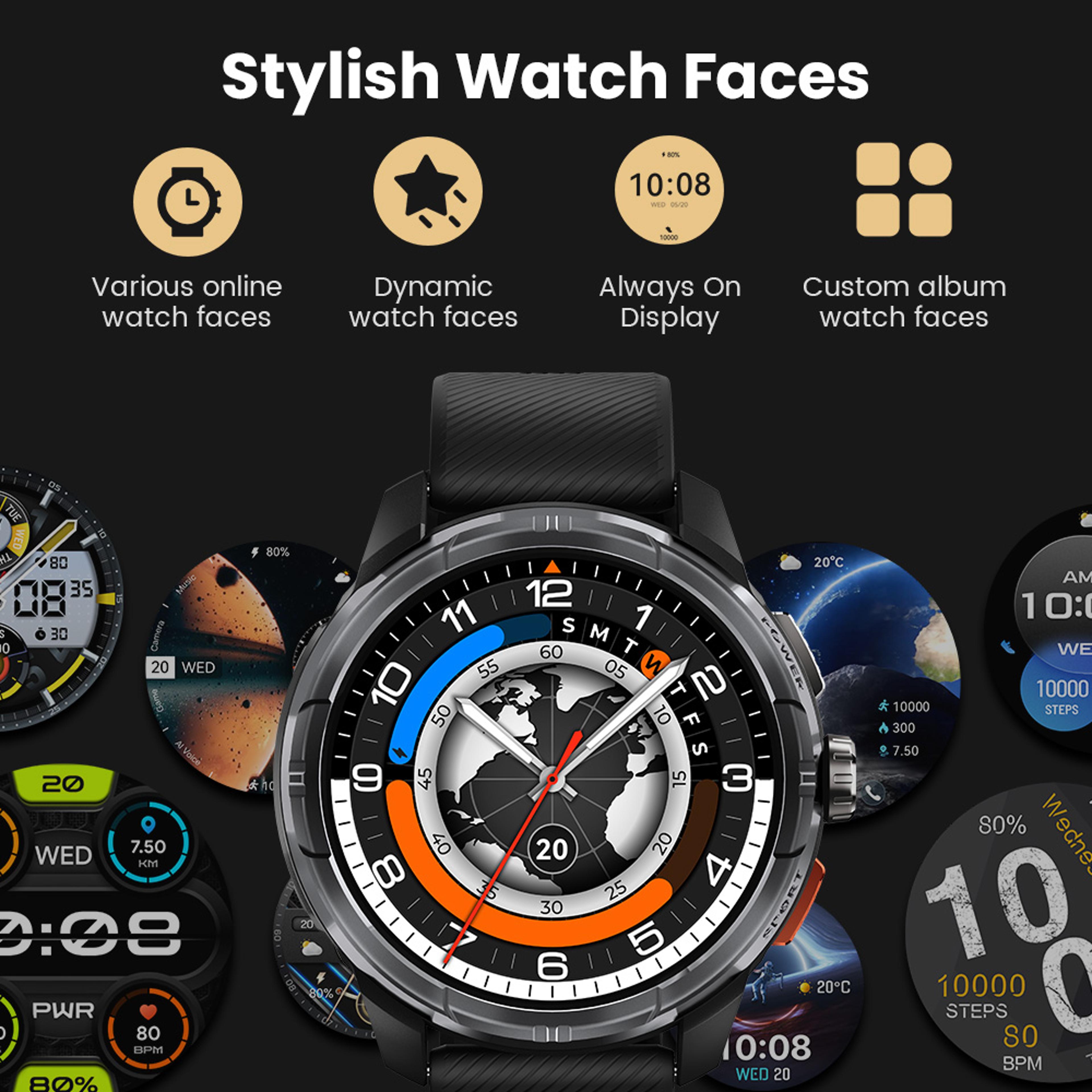 Solar Ultra GPS Smartwatch With AMOLED Display Builtin GPS 5ATM Waterproof Bluetooth Sports Smart W 6