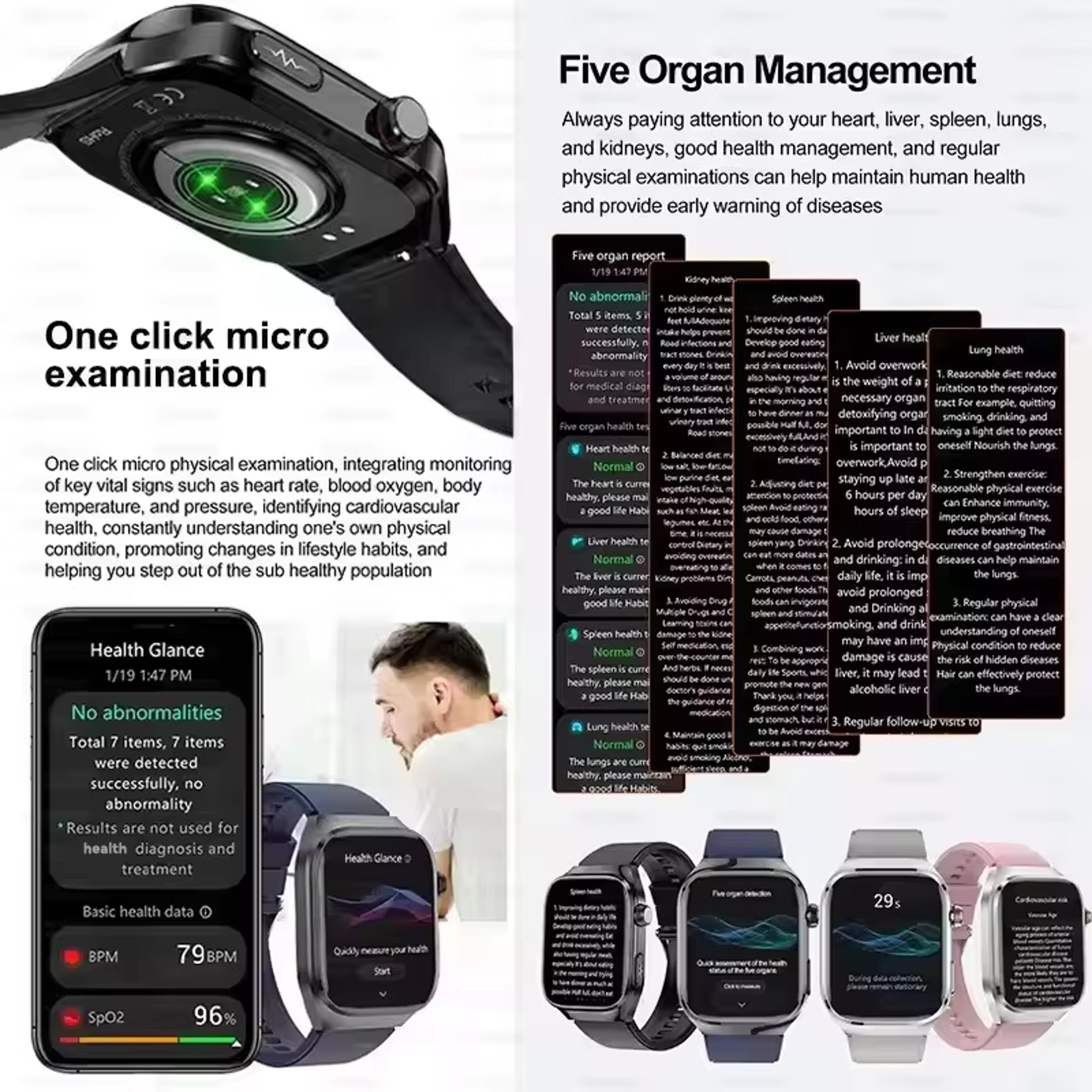Bluetooth Call Smart Watch For Men Uric Acid Body Fat Physical Examination Smart Bracelet Five Orga 3