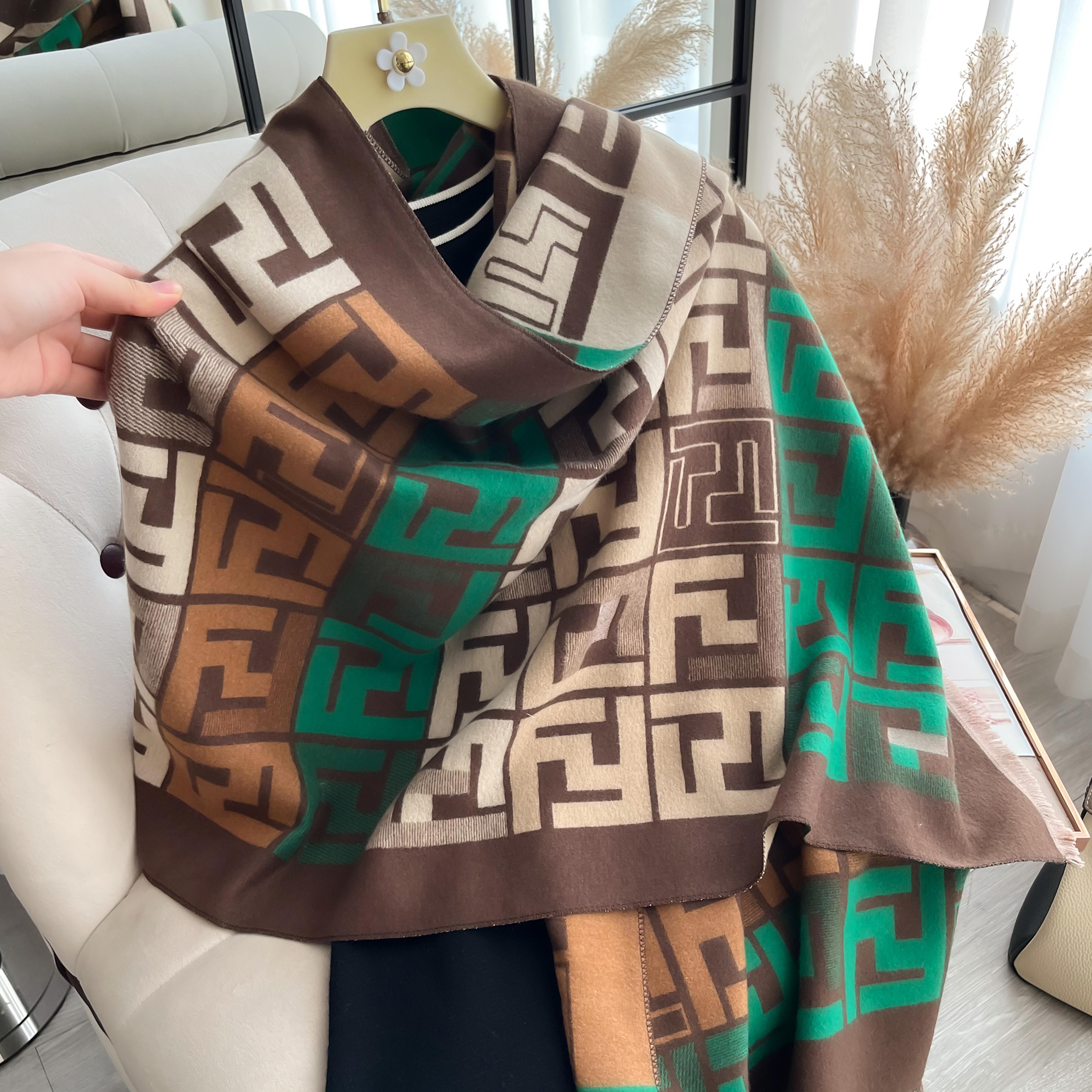 Warm Soft Luxury Women TwoSided Print Pashmina Fashion Shawl Coldproof Windproof Blanket Scarf For  5