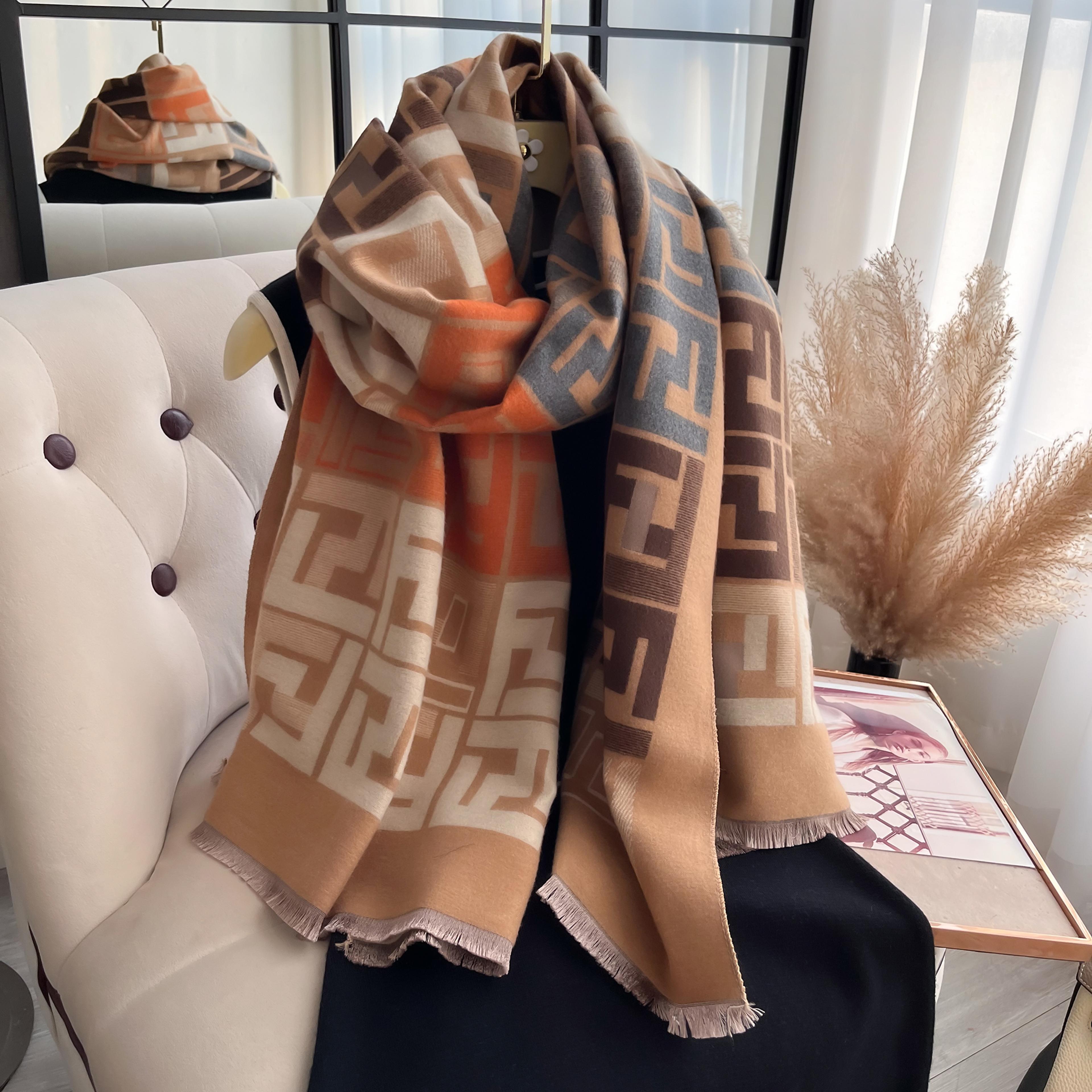 Warm Soft Luxury Women TwoSided Print Pashmina Fashion Shawl Coldproof Windproof Blanket Scarf For  6