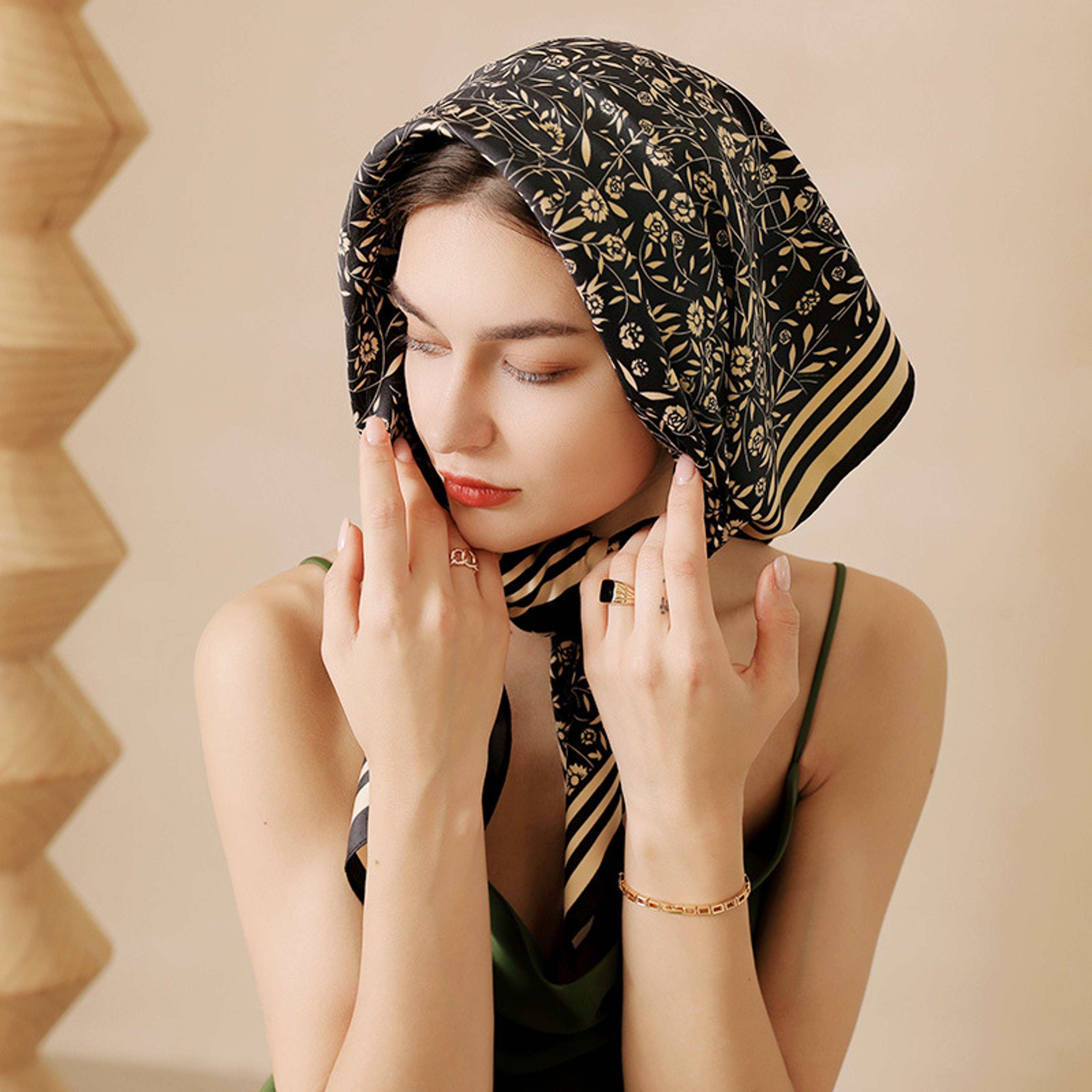 Floral Print Bandana Neck Scarfs Luxury Cotton Headband For Women Soft Handkerchief Hijab Scarf Fas 1