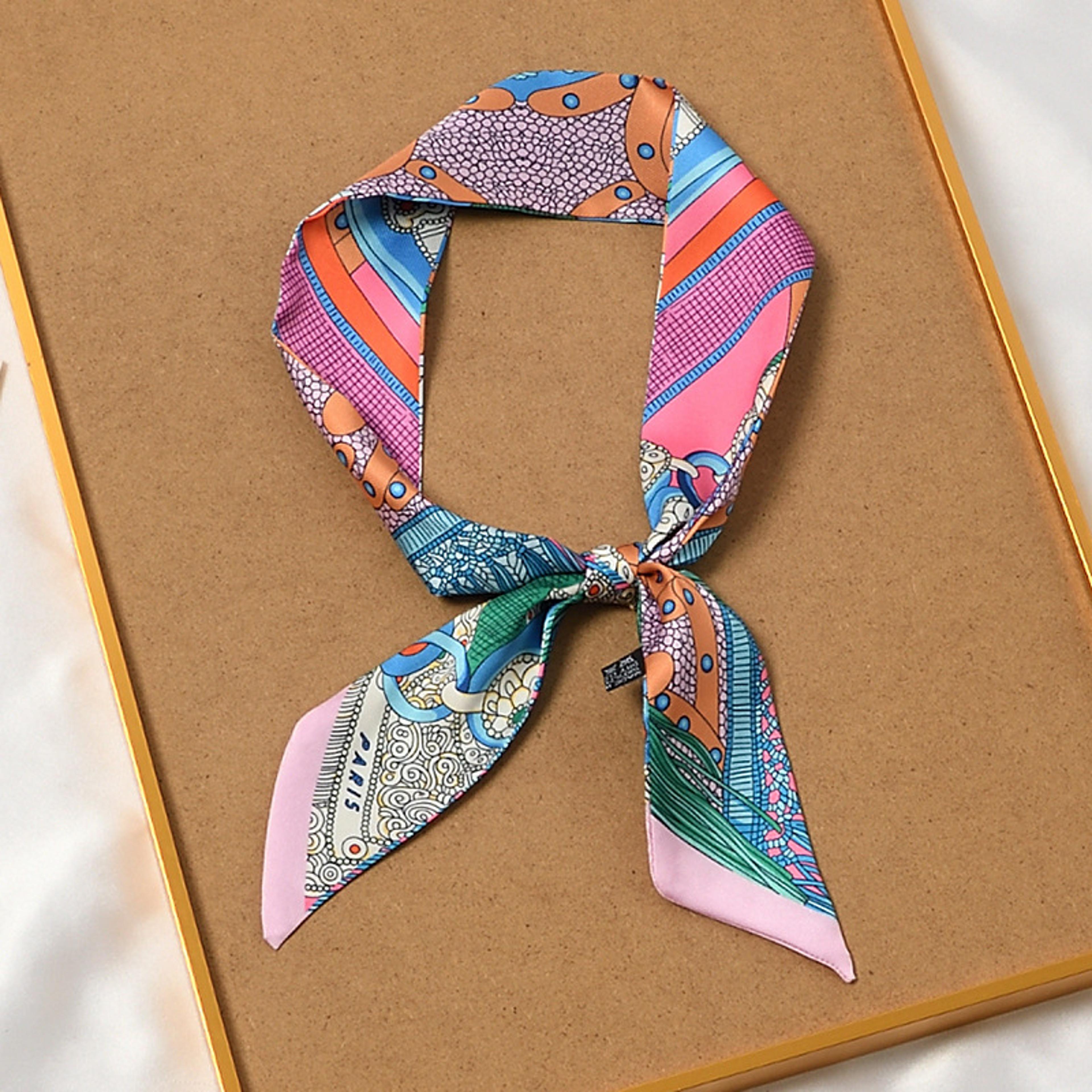 Retro Printed Thin Imitation Silk Scarf For Women Spring And Autumn Clothes Bag Decoration 2