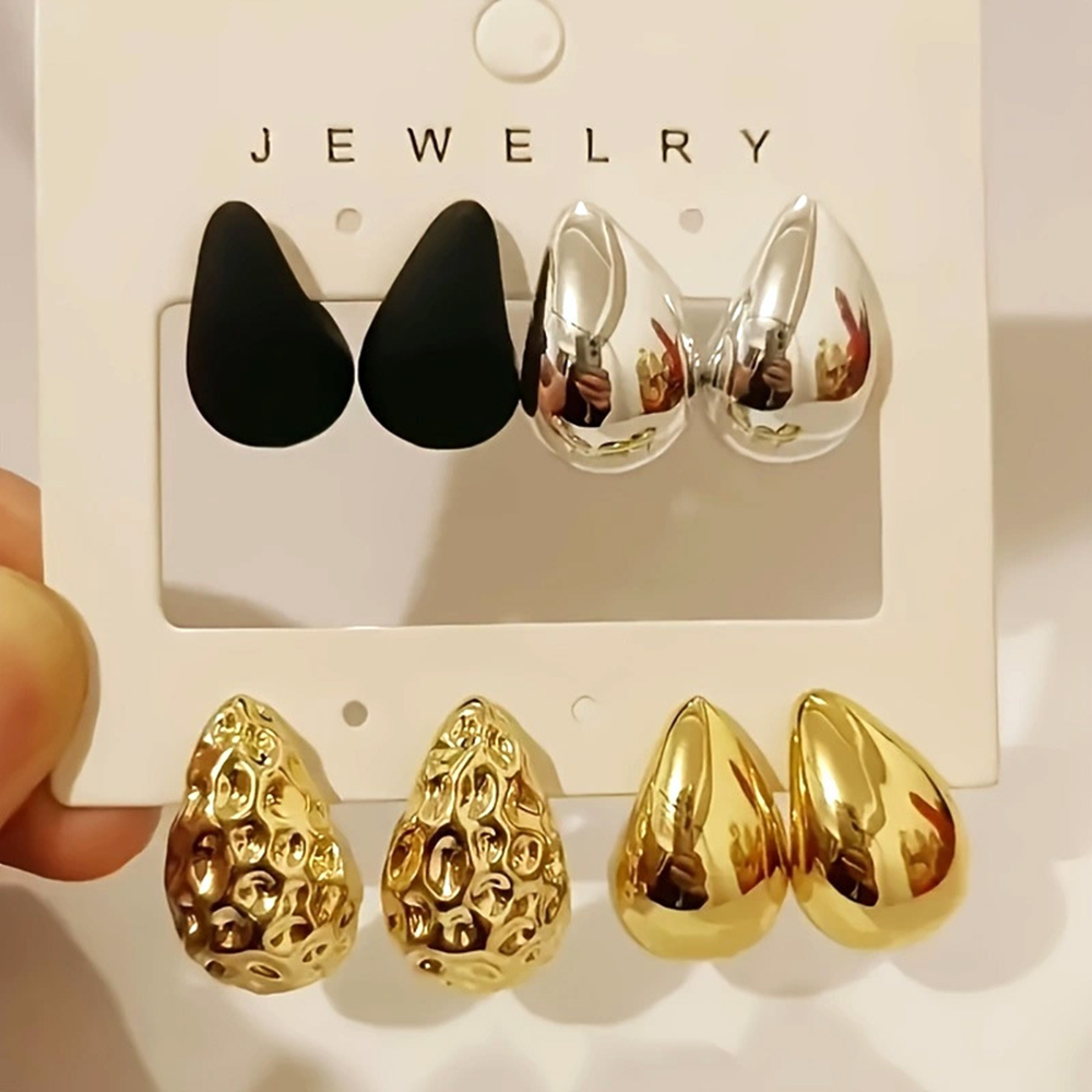 Vintage Glossy Thick Acrylic Water Drop Stud Earring Creative Tear Drop Earrings Womens Elegant Par 8