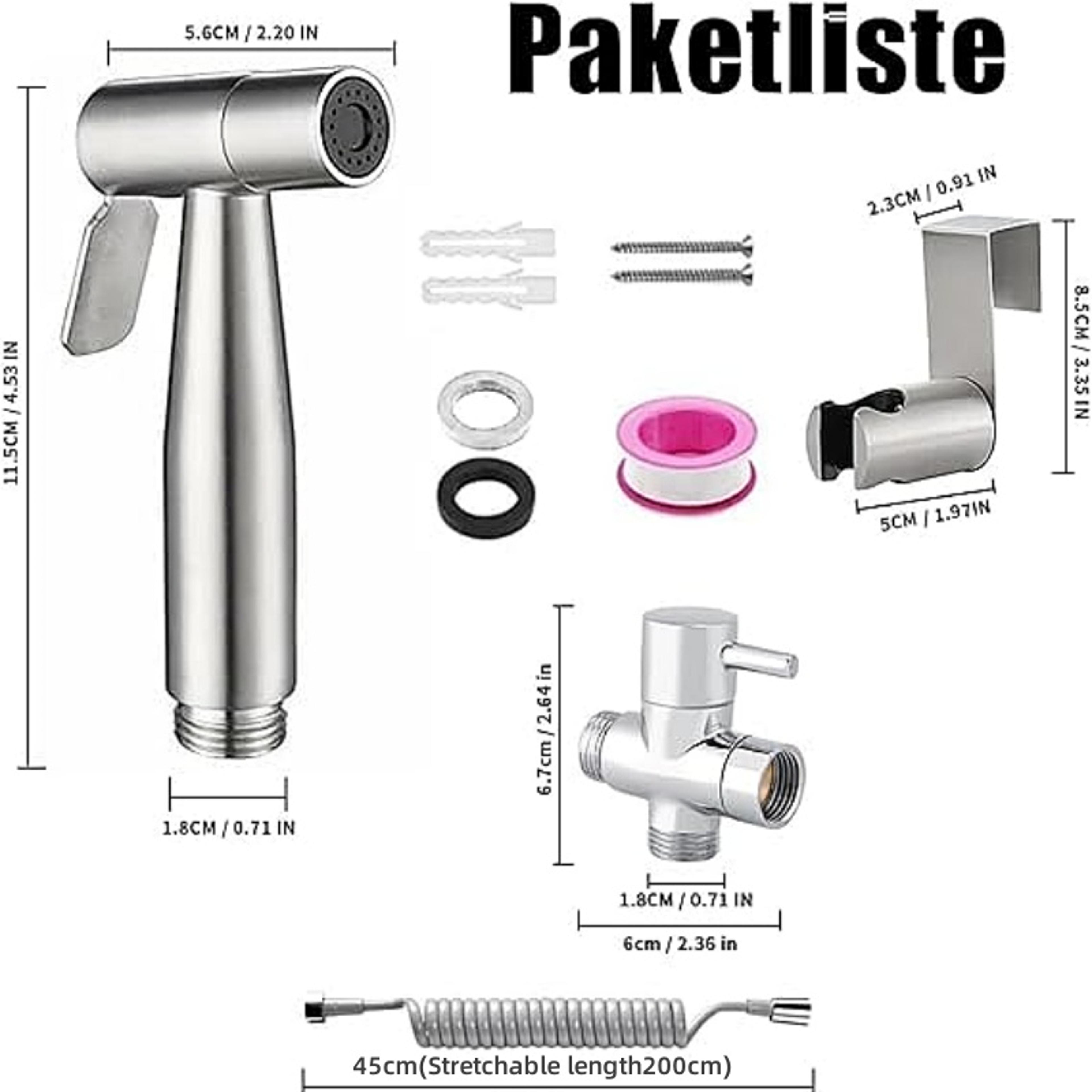 Stainless Steel Handheld Bidet Toilet Sprayer Kit With Way Valve For Personal Hygiene Pet Bathing 2