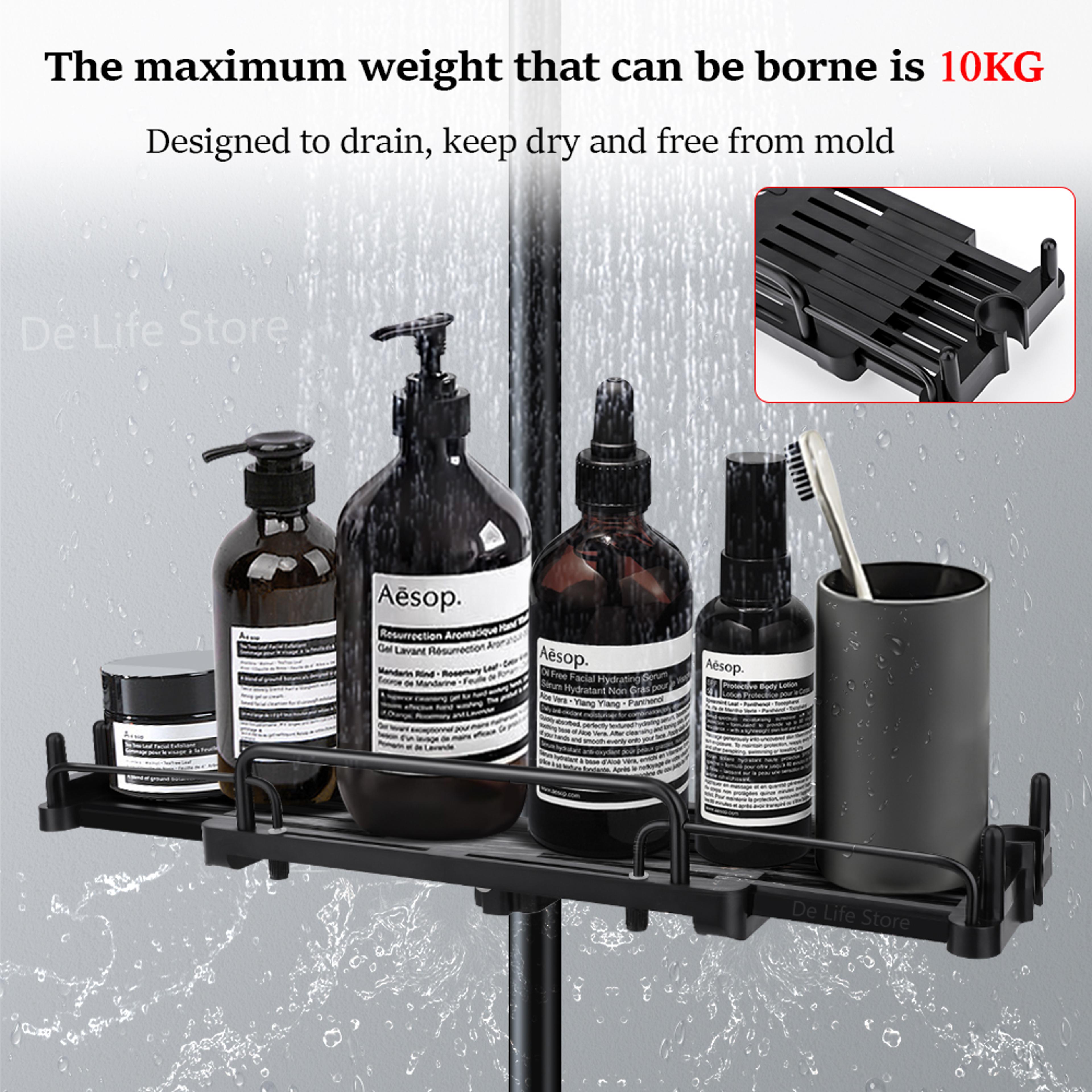 Bathroom Shelf Extendable Shower Storage Holder Shampoo Tray Without Drilling 2