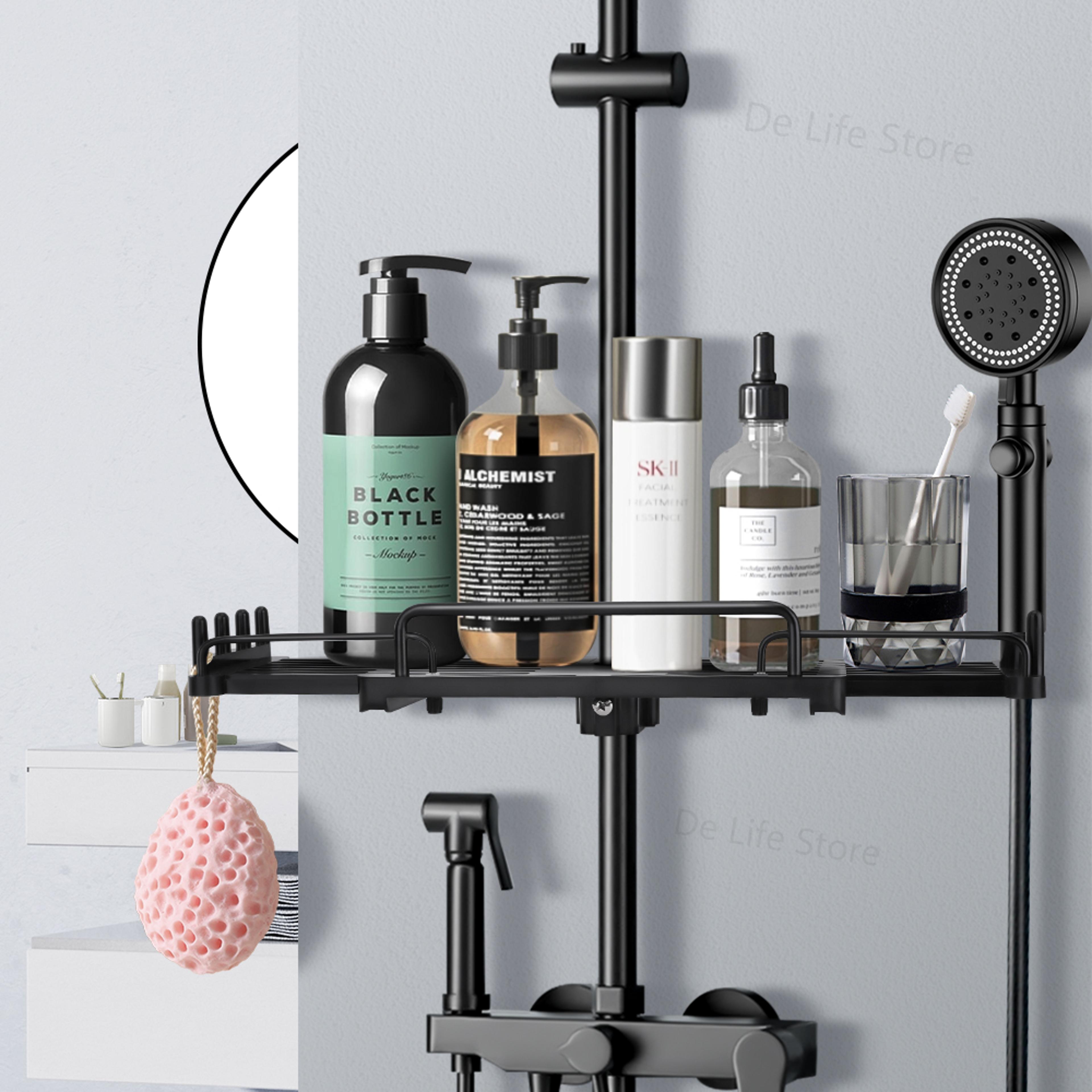 Bathroom Shelf Extendable Shower Storage Holder Shampoo Tray Without Drilling 1