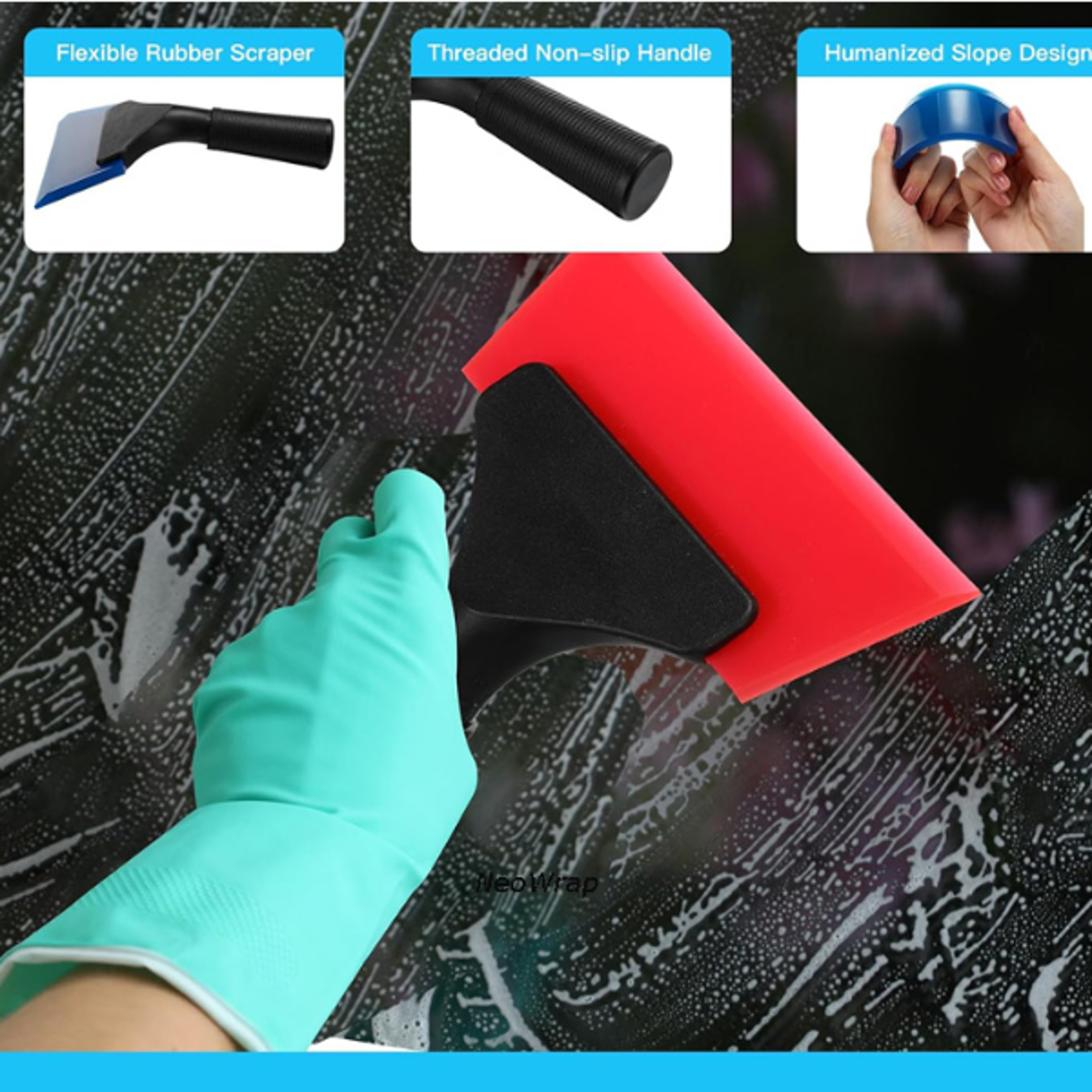 Mini Silicone Squeegee Auto Glass Cleaner Window Tint Scraper Rubber Wiper for Windshield Mirror Sho