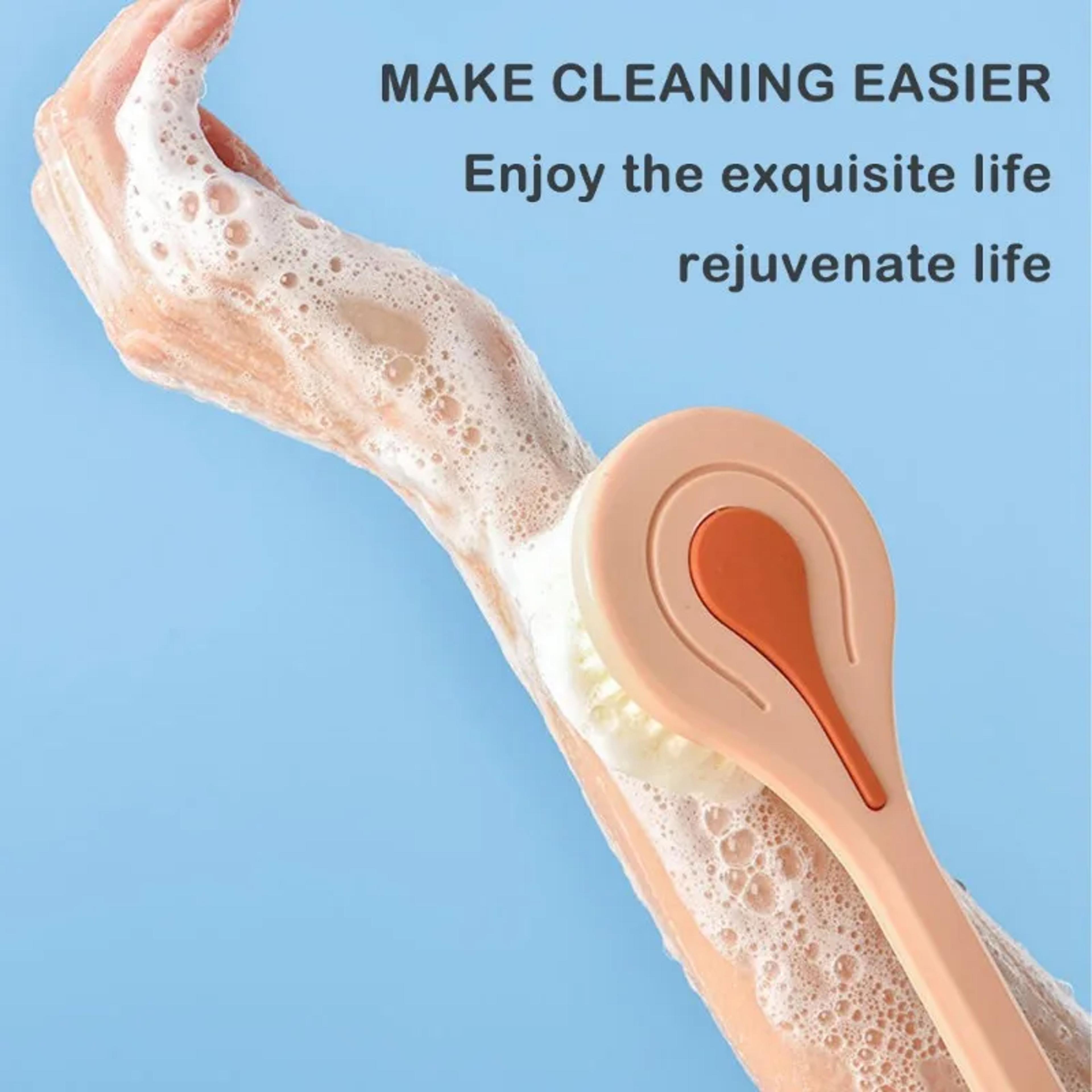 Soft Hair Body Scrub With Extra Long Bath Brush Back Scrubber For Shower Massage 3