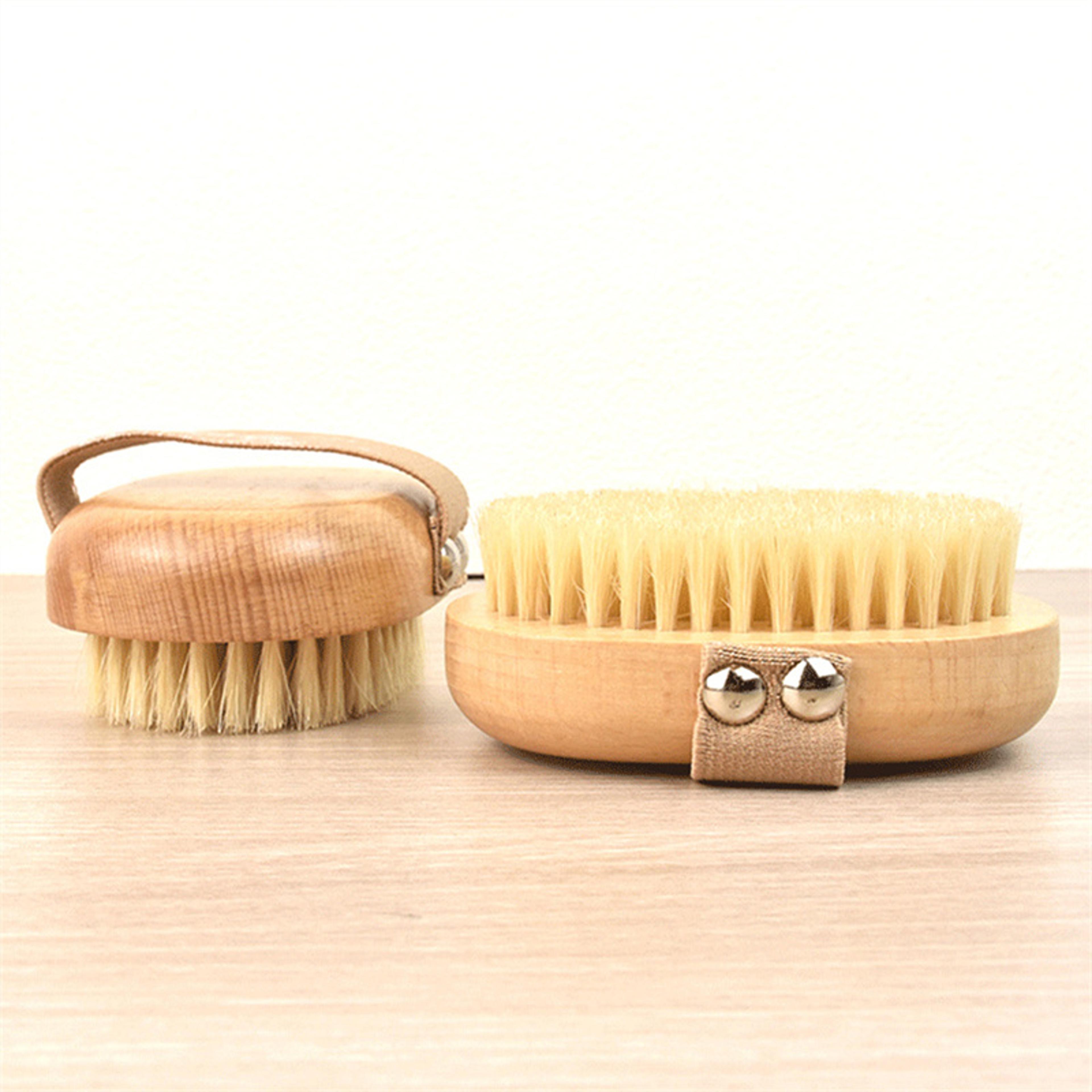 Natural Bristles Wet Dry Skin Body Brush Exfoliating Massage Cleaning Tool For Cellulite Lymphatic  3