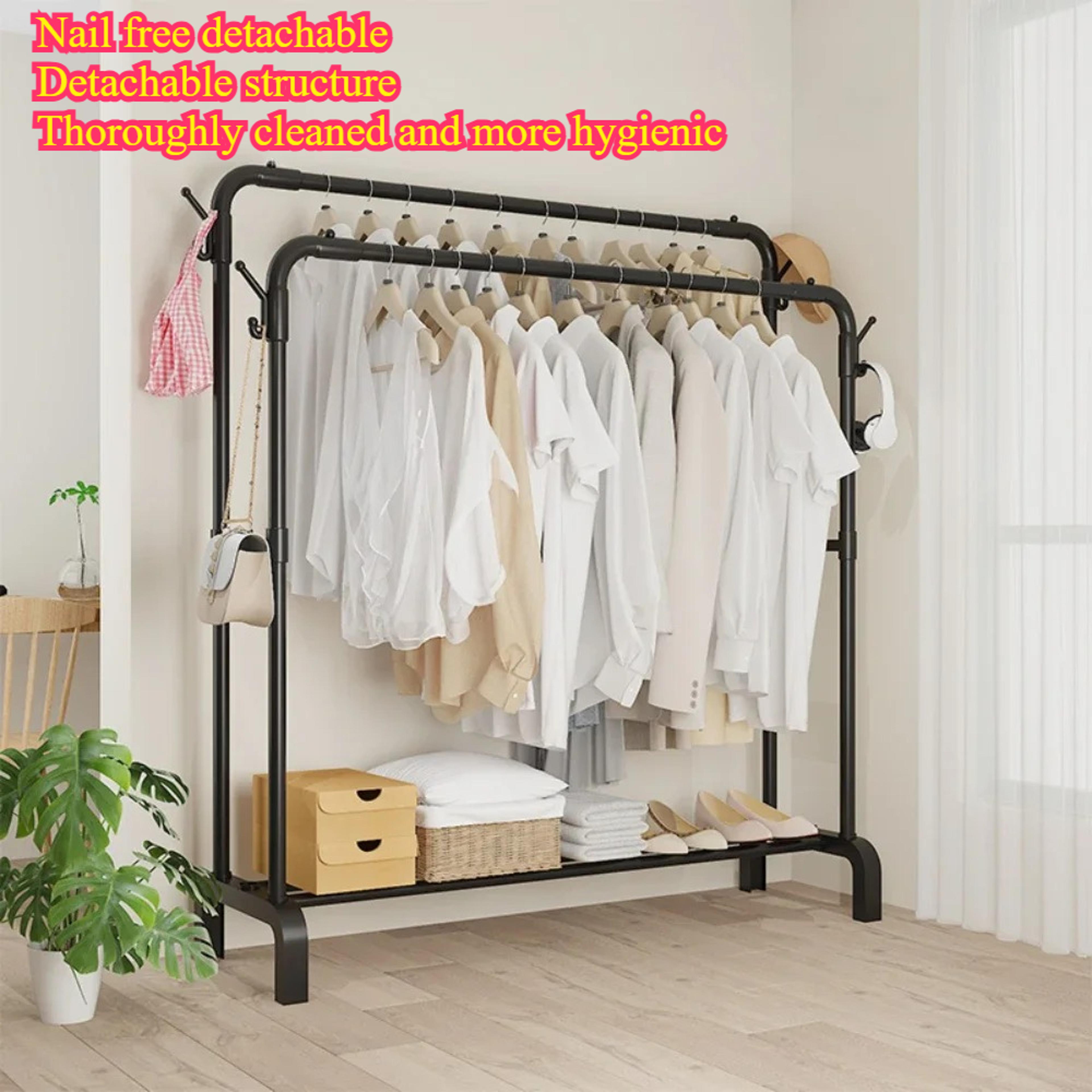 Floor Standing Metal Clothes Rack Detachable Storage Easy To Assemble Convenient Clothes Rack 1
