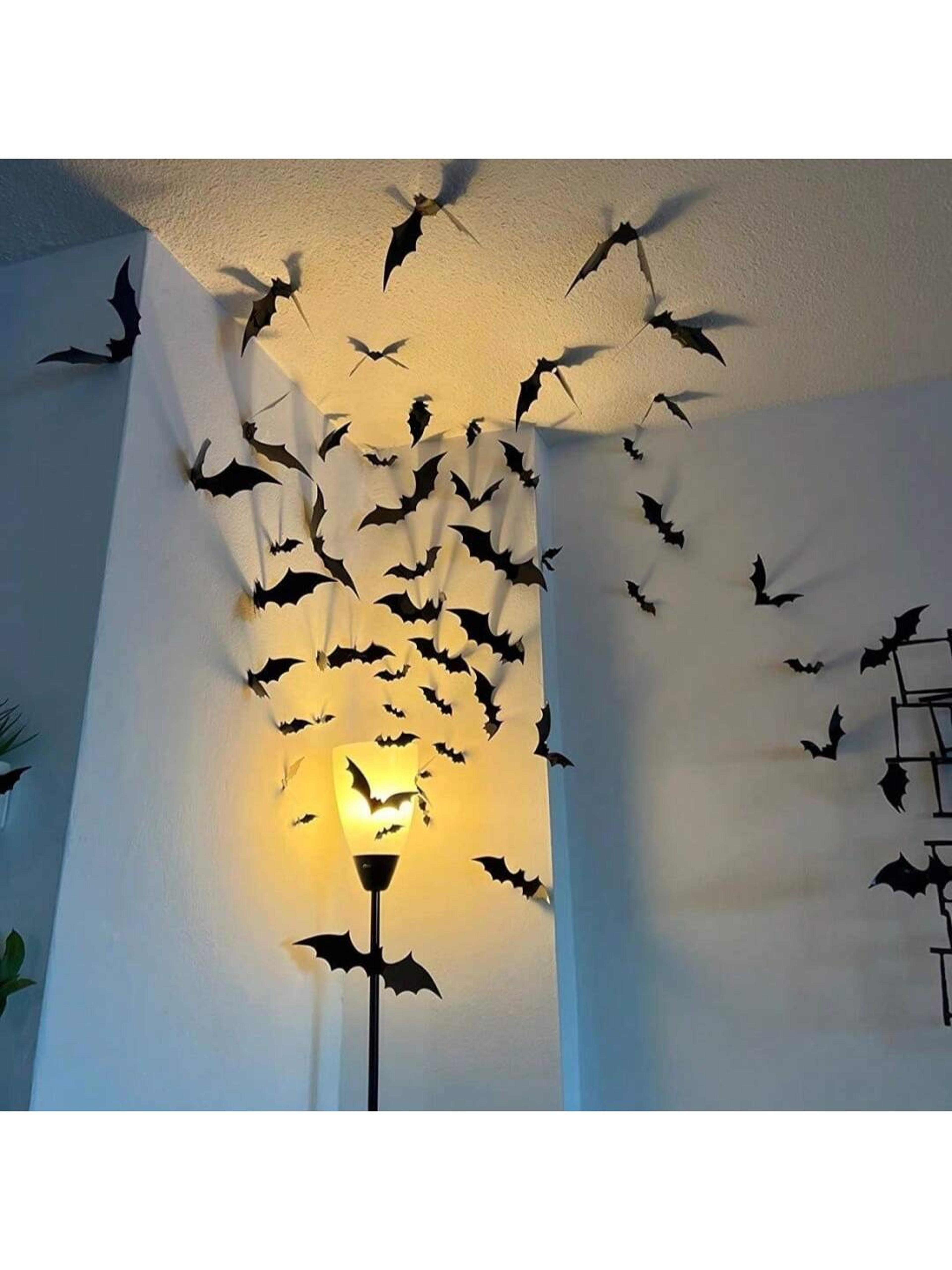 waterproof 3d black bats wall decor halloween wall art for home or party