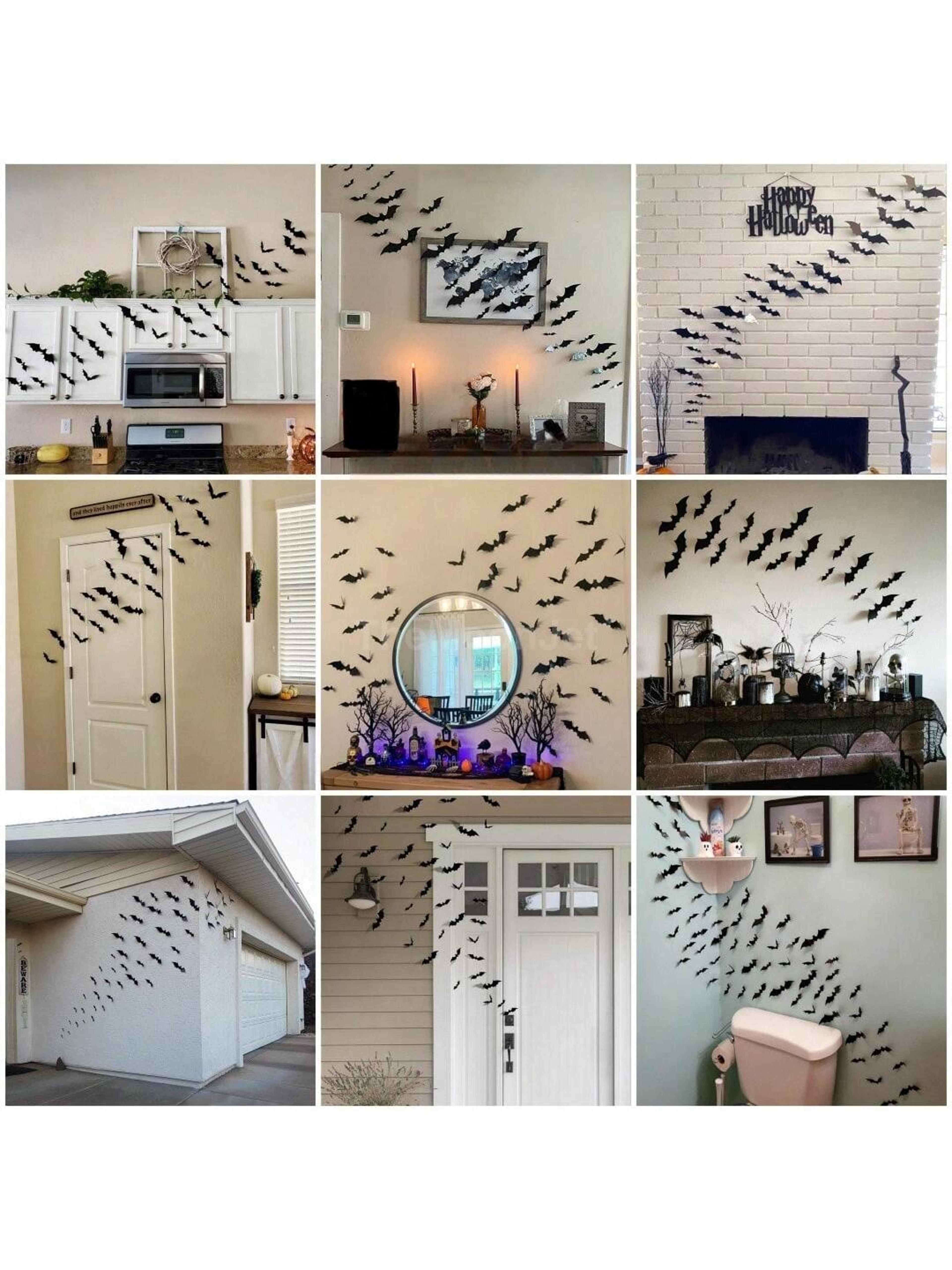 Waterproof 3D Black Bats Wall Decor Halloween Wall Art For Home Or Party 4