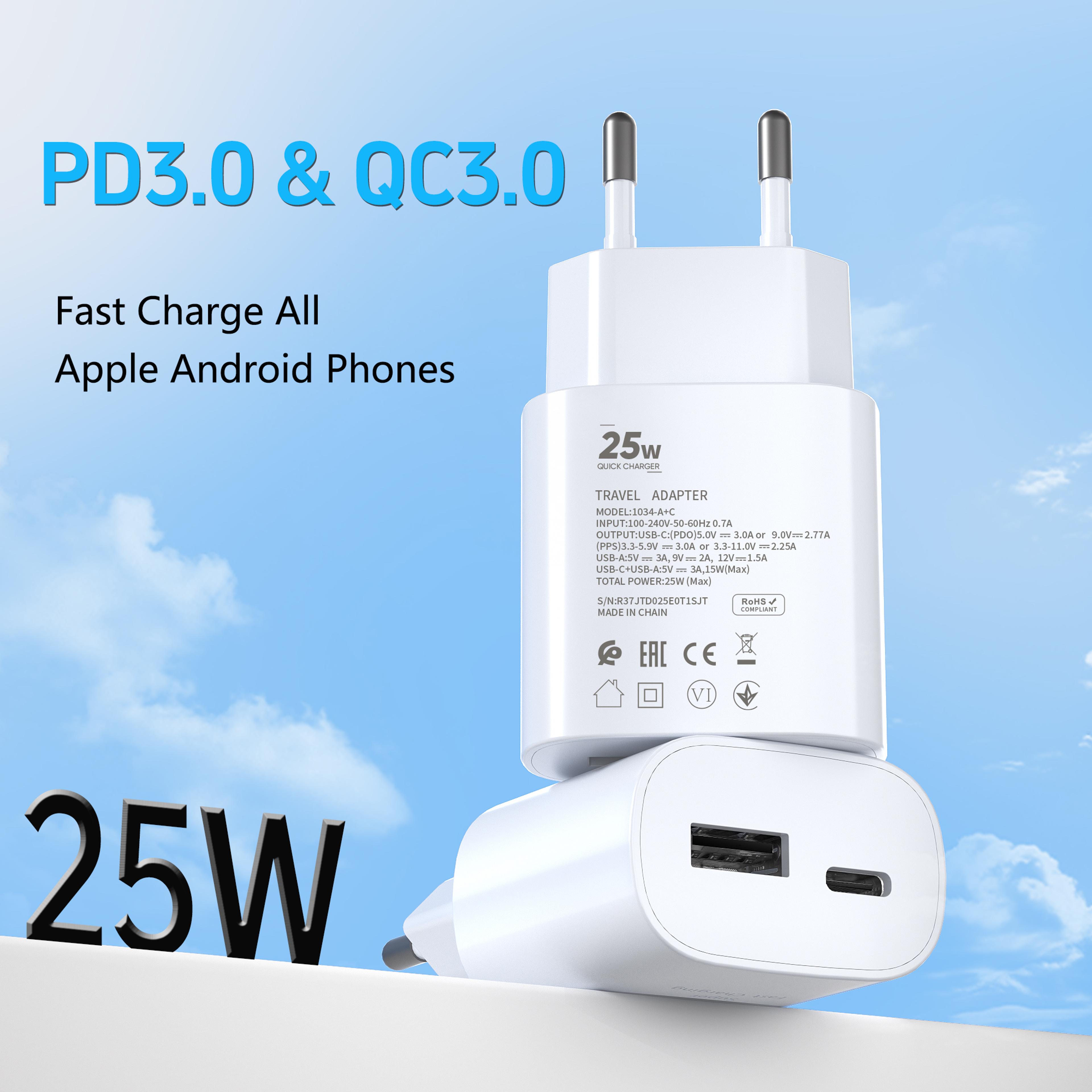 Fast Charger Adapter Dual Port USB C USB A Wall Charger For Rapid Charging 1