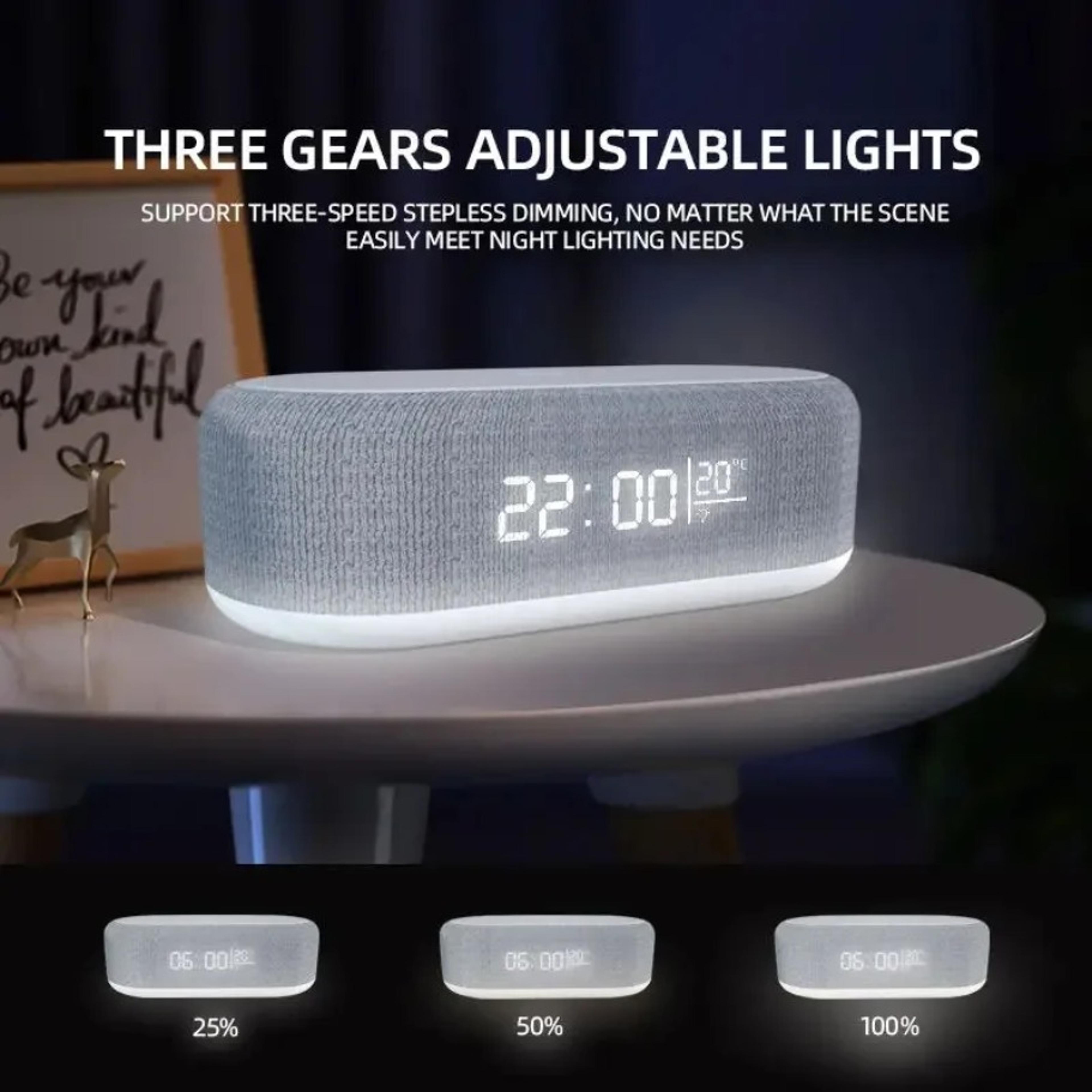 Wireless Charging Alarm Clock Dock Bedroom Night Light Lamp Phone Fast Charging Pad 5