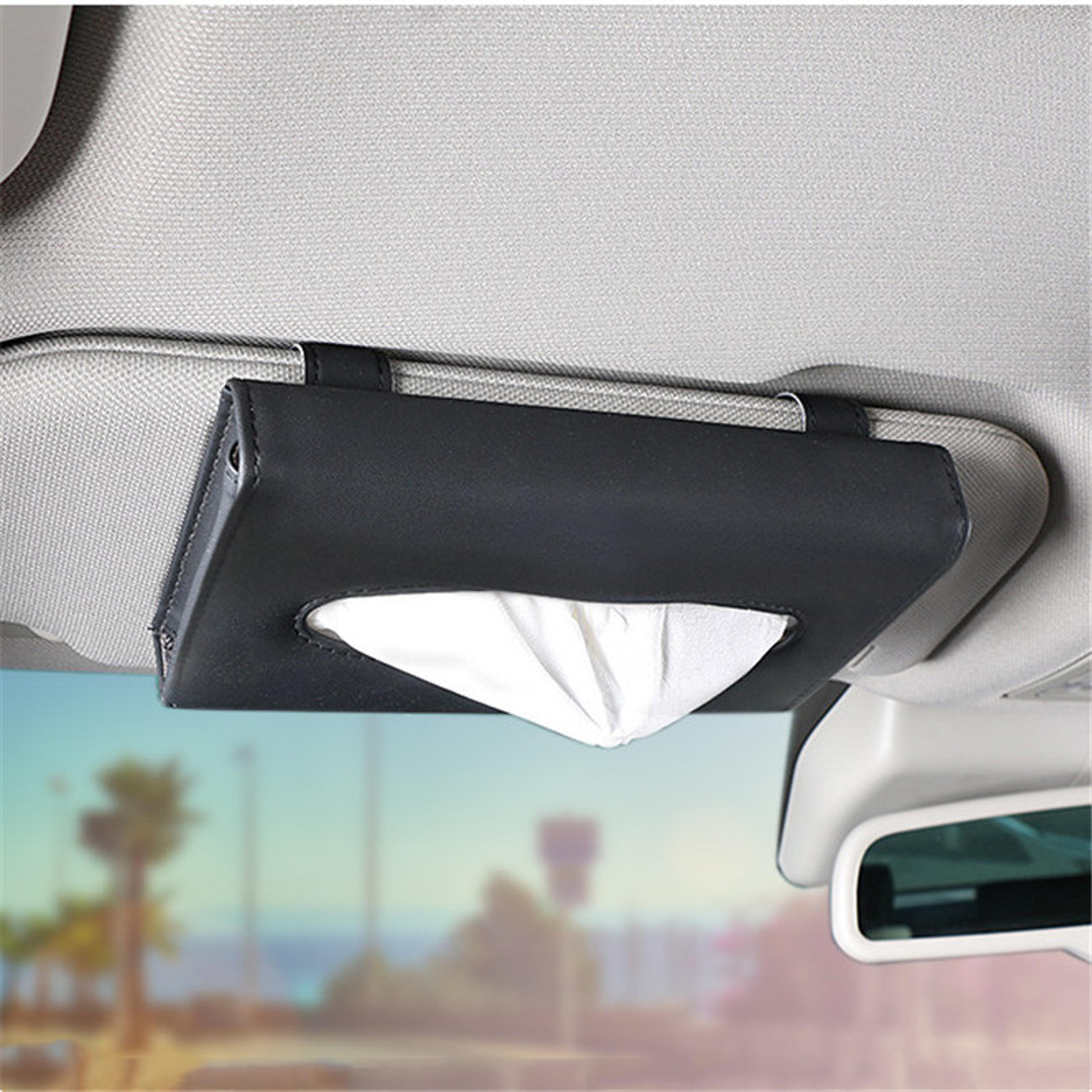 PU Leather Car Tissue Box Sun Visor Hanging Block Towel Napkin Holder Organizer Storage Bag Paper R 2