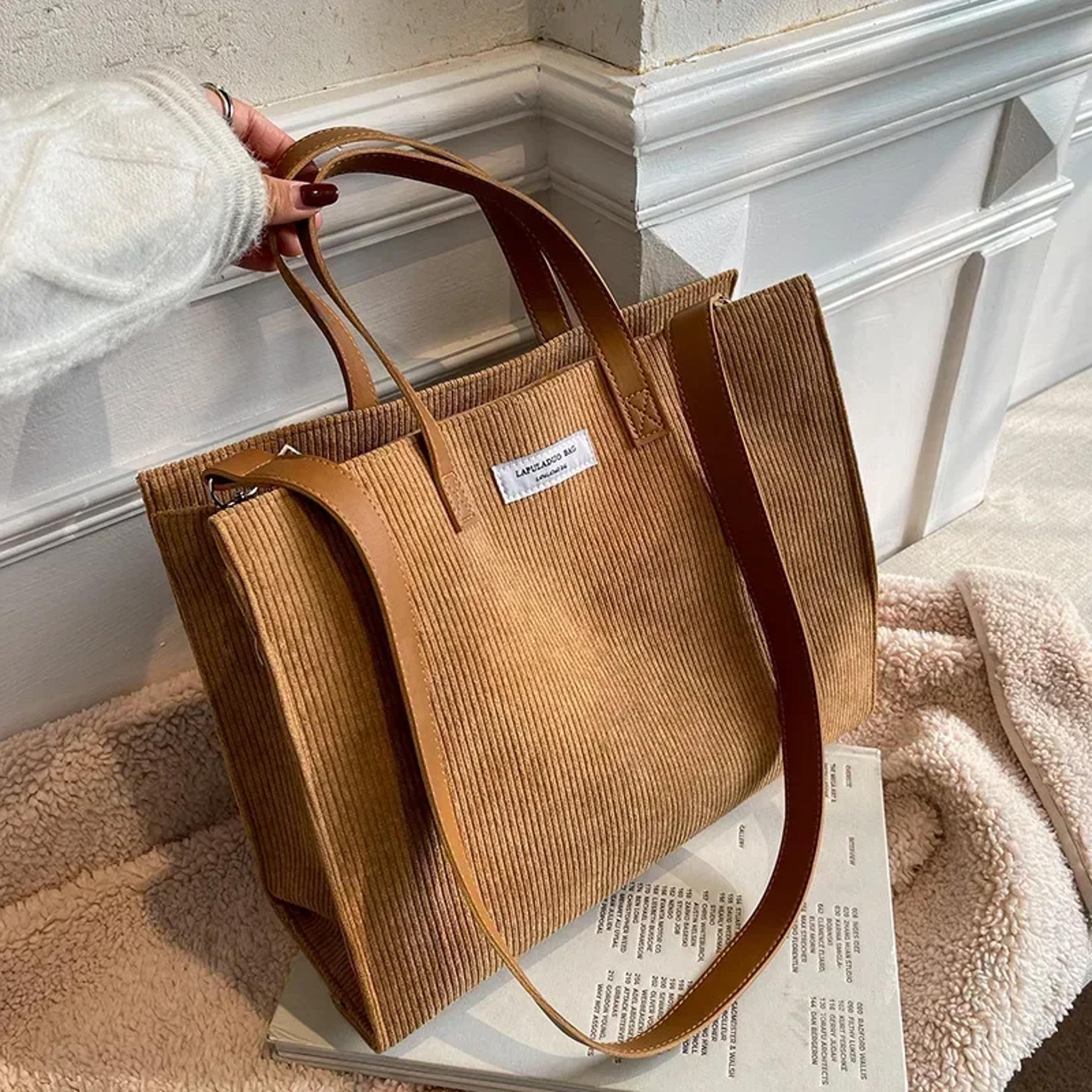 vintage shopper crossbody bags for women corduroy satchel shoulder totes handbags for women ladies shopping bag