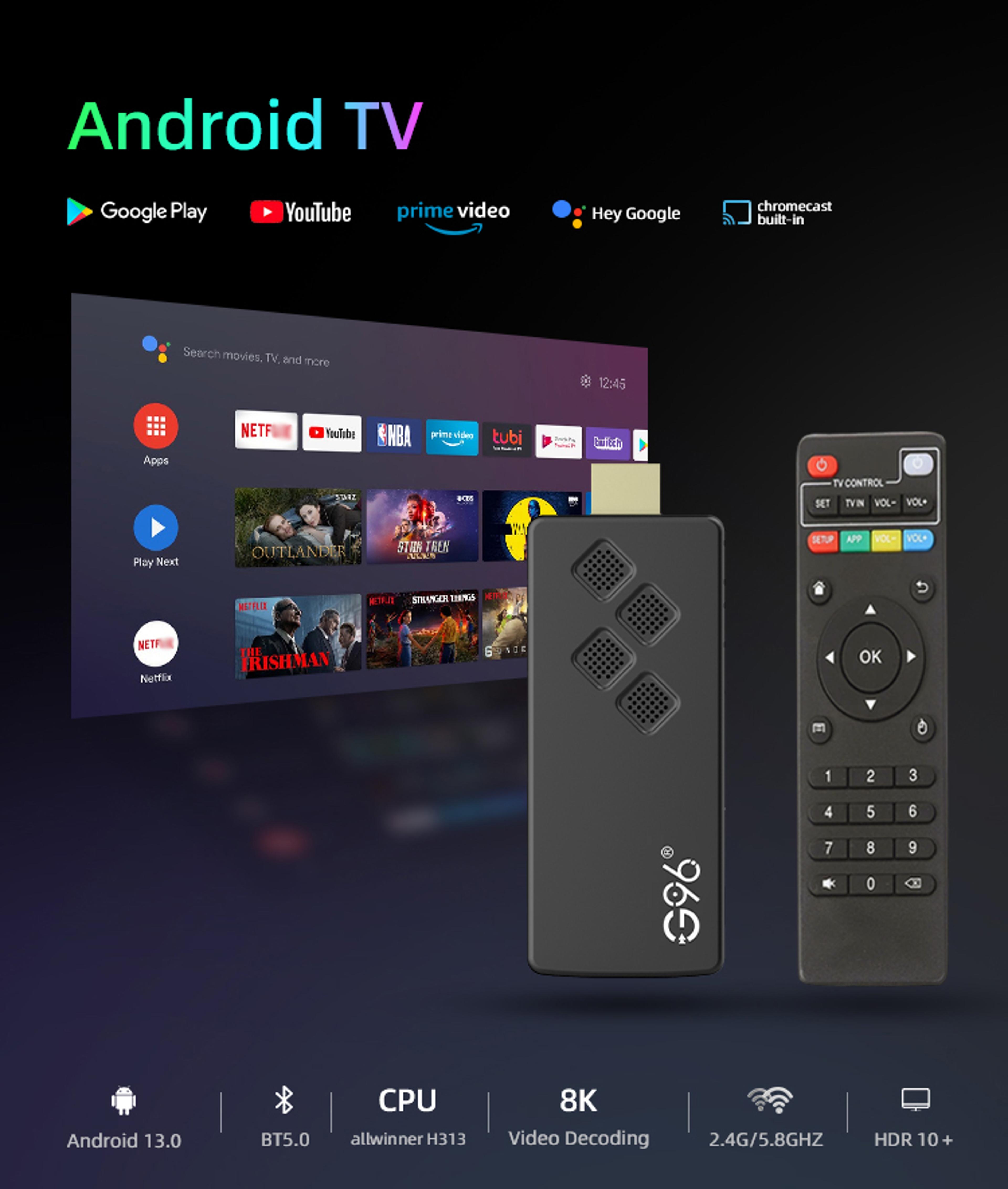 Highperformance Android TV Stick Dual Wifi 8K ATV Infrared Remote Control 1