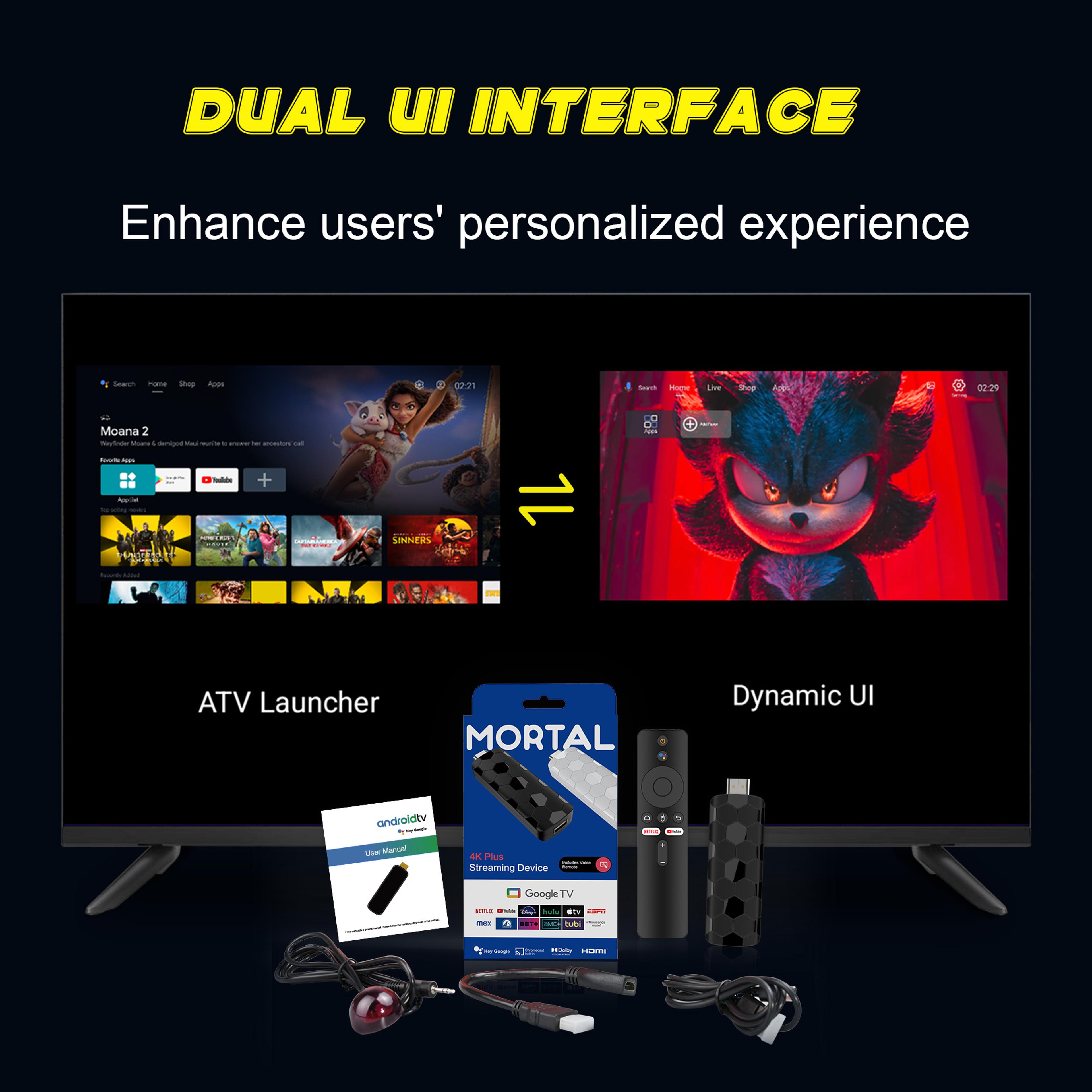 Mini TV Stick Wifi Android ATV RAM ROM Voice Remote Global Streaming TV Box 1