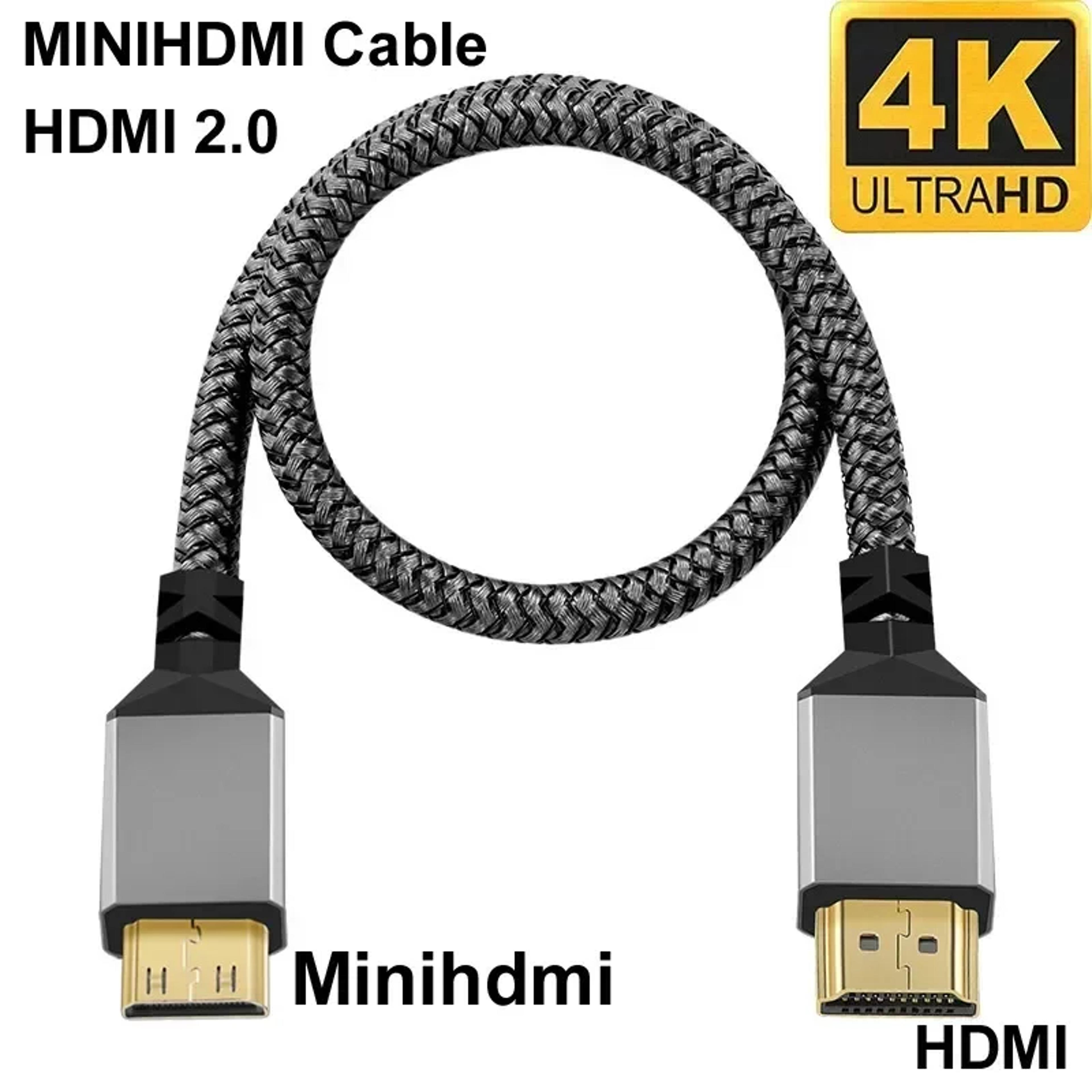 Mini HDMI To HDMI Extension Cable Male To Male Plug Nylon Braid HD Compatible For TV HDTV 5
