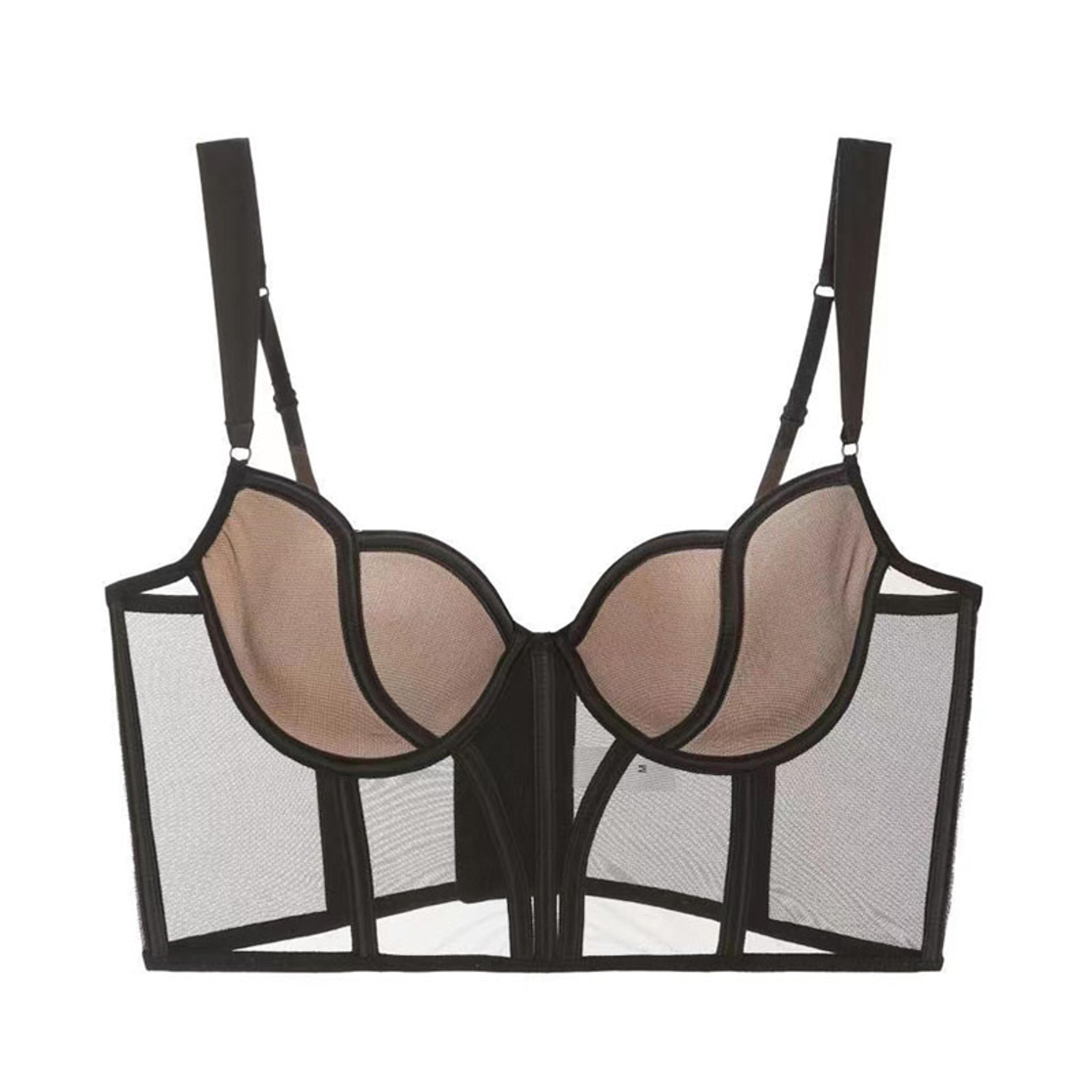 Sexy Women Push Up Bra Transparent Lace Shaper Bra French Beauty Fishbone Corset Back Underwear For 4